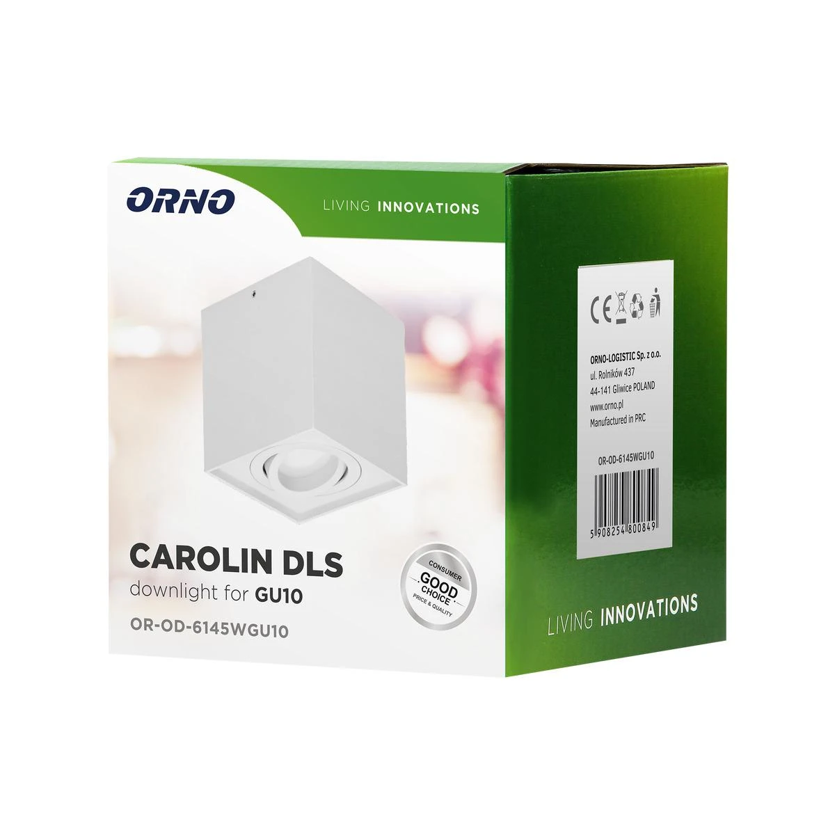Lubinis šviestuvas Orno CAROLIN DLS GU10 įleidžiamas šviestuvas, maks. 35 W, IP20, kvadratinis, baltas