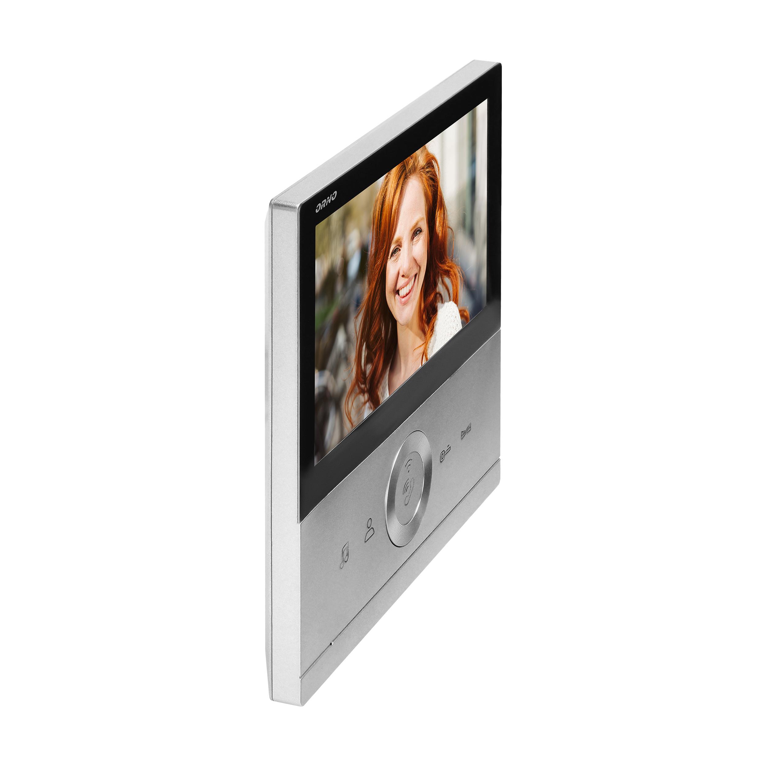 Orno Rinkinys „CONESSI Full HD“ vaizdo domofono komplektas, 7 colių LCD monitorius be ragelio, lauko stotelė su RFID kortele ir pultelio skaitytuvu, belaidis internetas ir valdymas per „Tuya“ programėlę