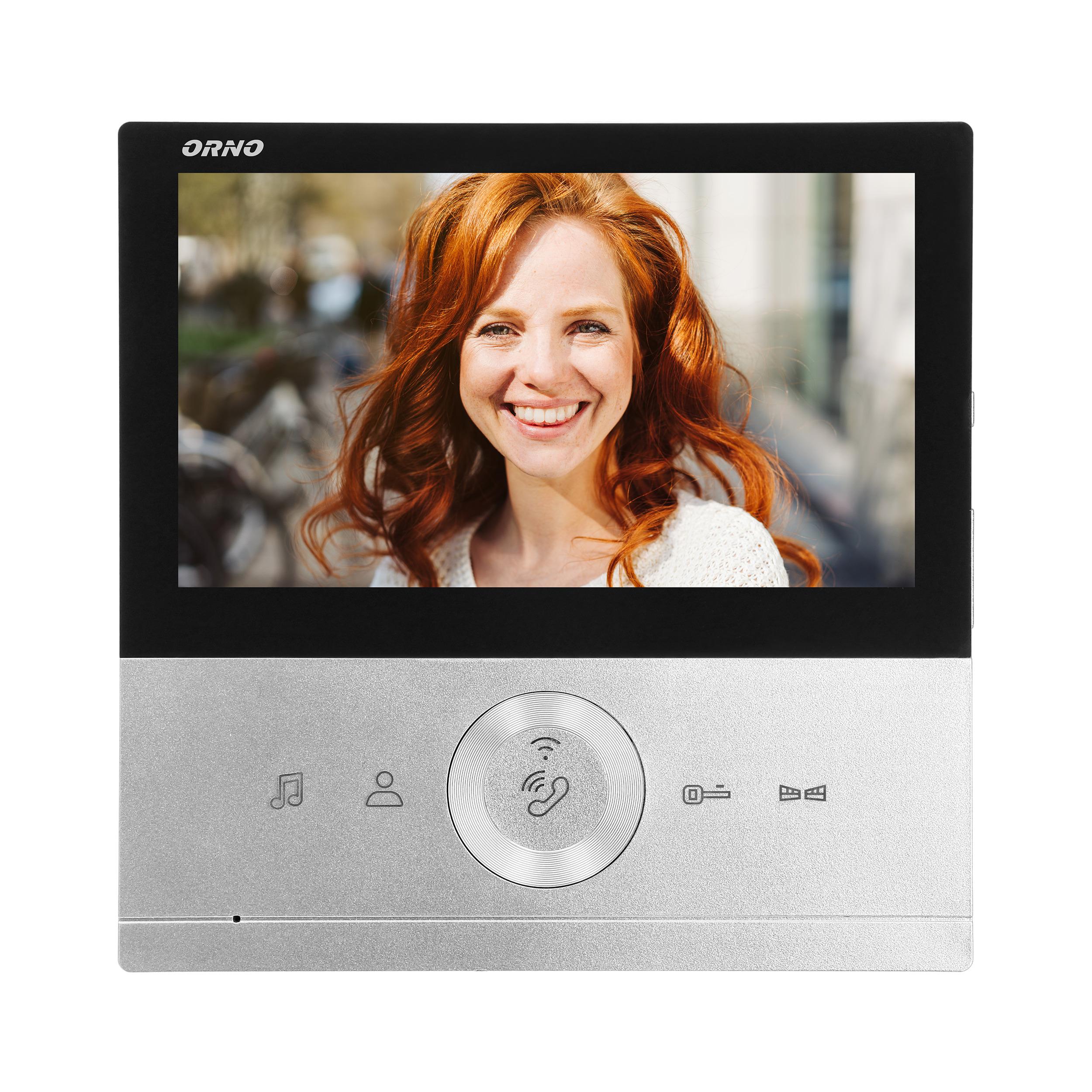 Orno Rinkinys „CONESSI Full HD“ vaizdo domofono komplektas, 7 colių LCD monitorius be ragelio, lauko stotelė su RFID kortele ir pultelio skaitytuvu, belaidis internetas ir valdymas per „Tuya“ programėlę