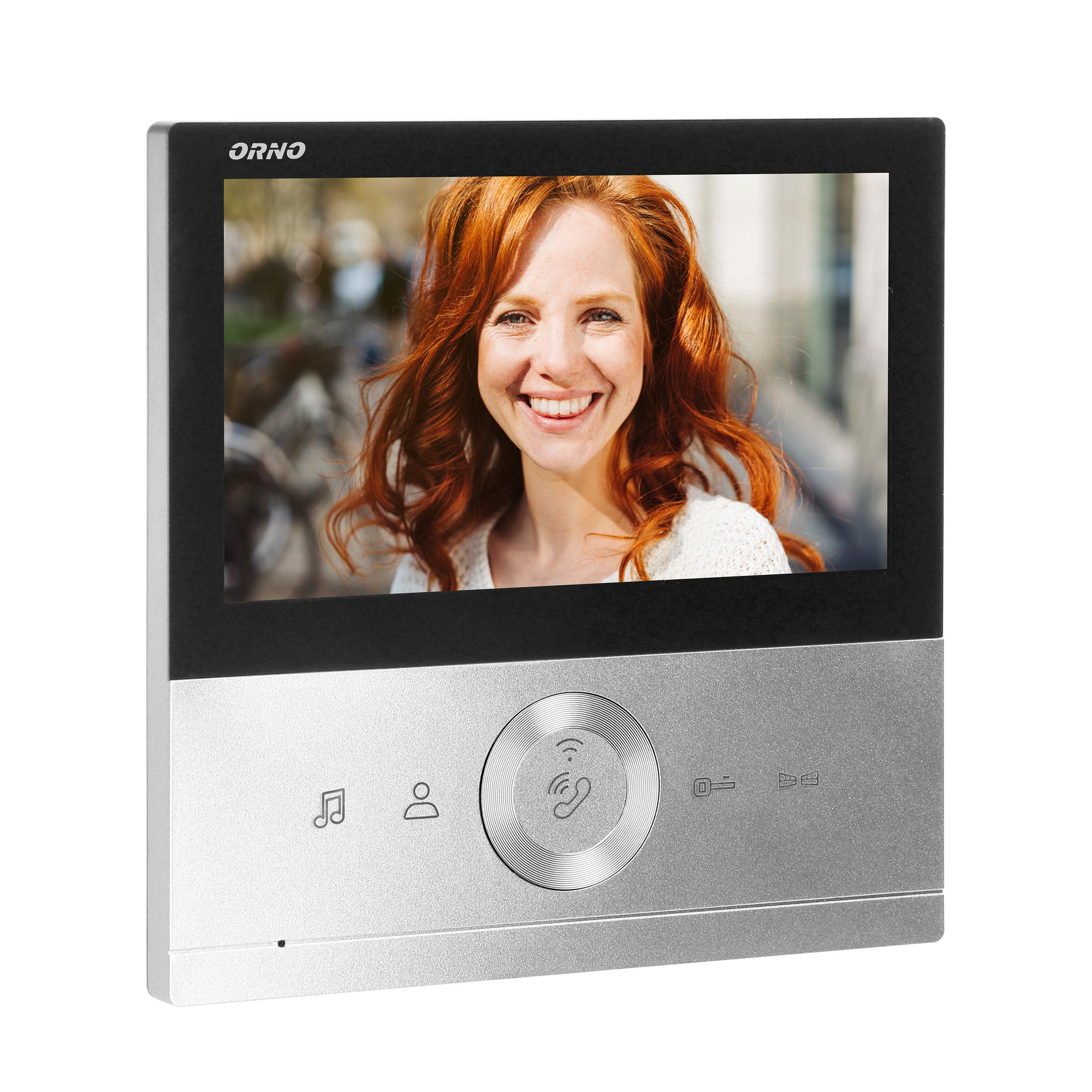 Orno Rinkinys „CONESSI Full HD“ vaizdo domofono komplektas, 7 colių LCD monitorius be ragelio, lauko stotelė su RFID kortele ir pultelio skaitytuvu, belaidis internetas ir valdymas per „Tuya“ programėlę