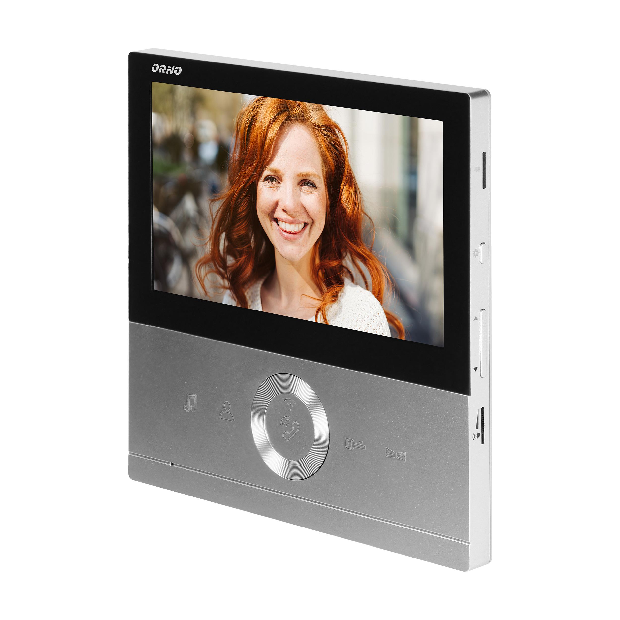 Orno Rinkinys „CONESSI Full HD“ vaizdo domofono komplektas, 7 colių LCD monitorius be ragelio, lauko stotelė su RFID kortele ir pultelio skaitytuvu, belaidis internetas ir valdymas per „Tuya“ programėlę