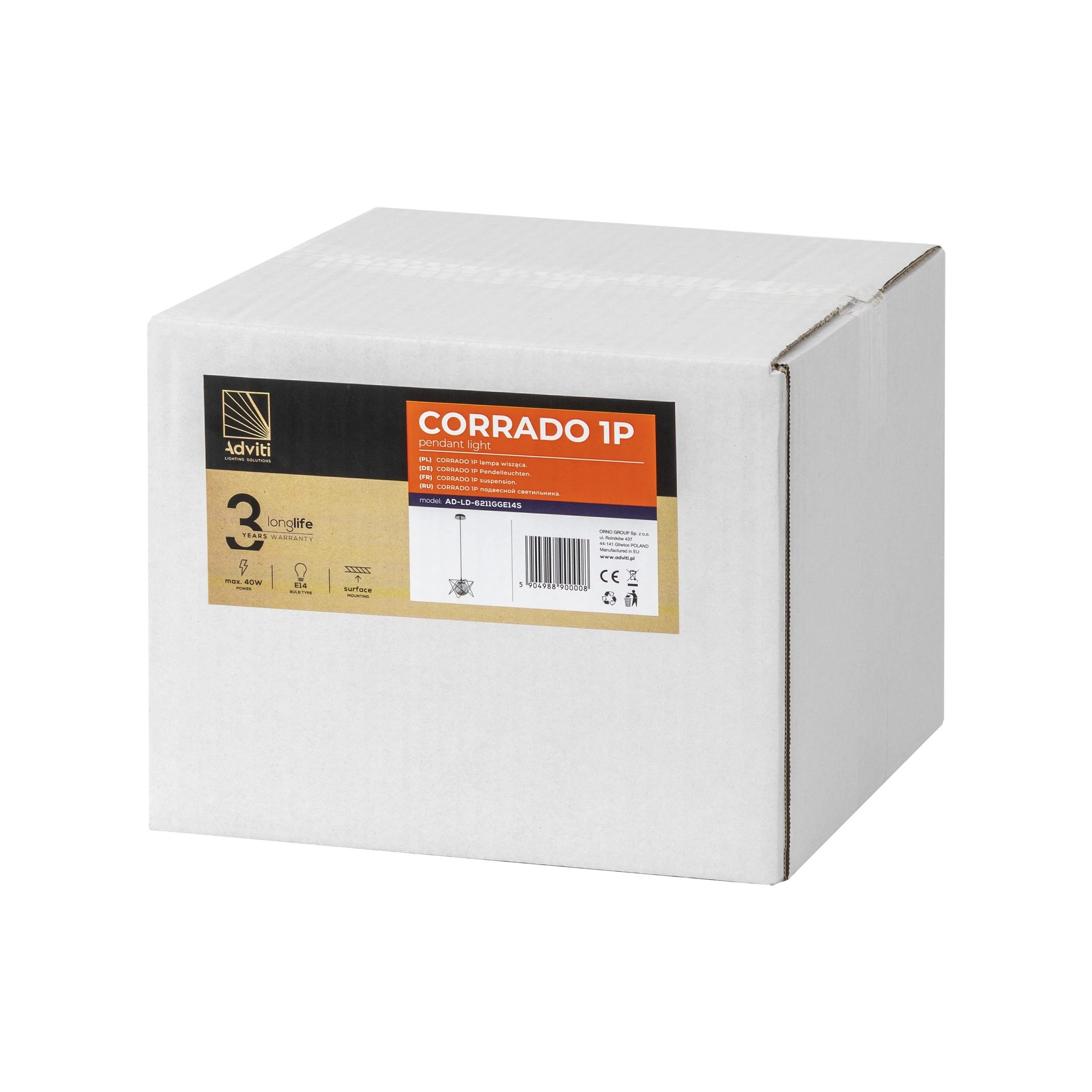 Orno CORRADO 1P, pakabinamas šviestuvas, E14, max. 40W, chromuotas