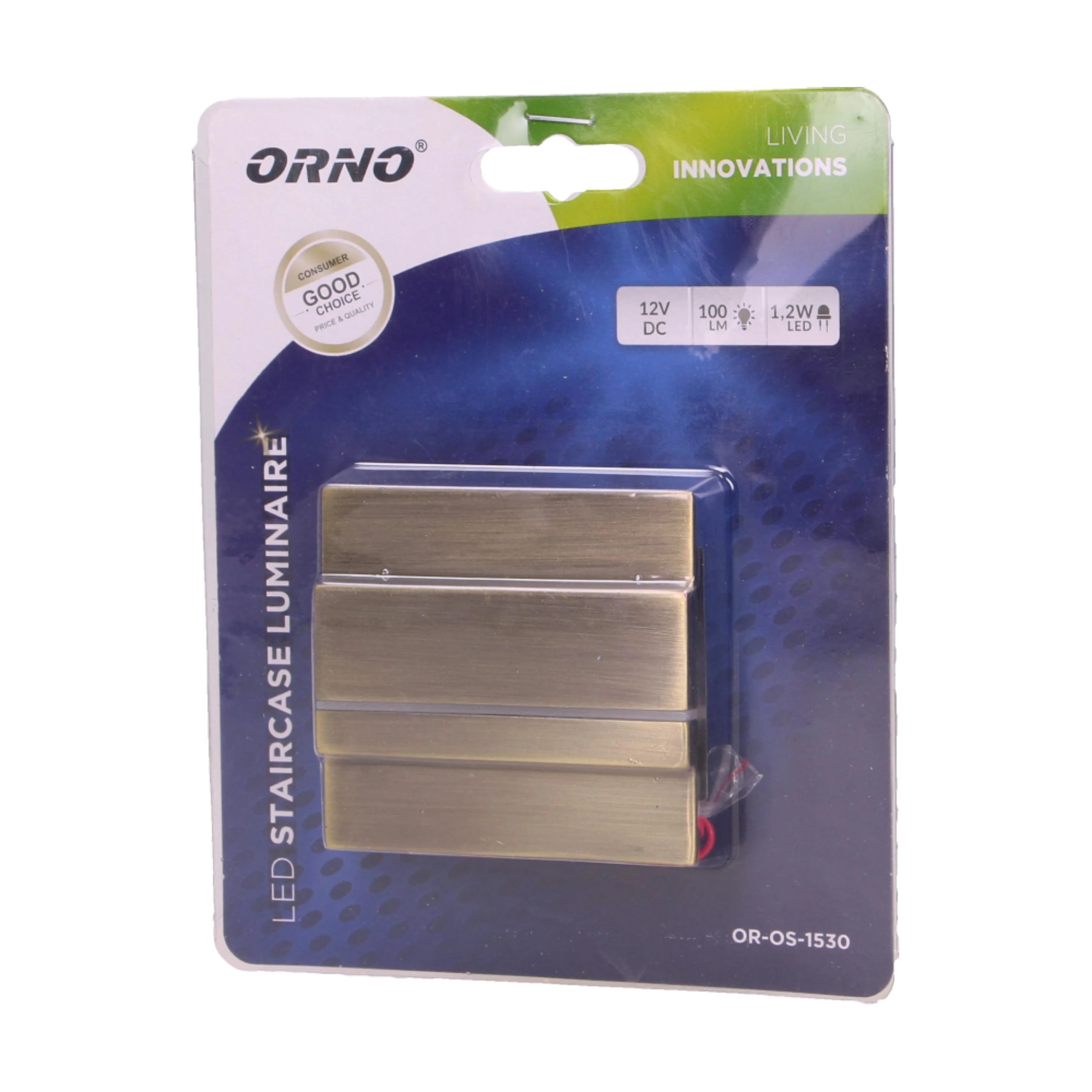 Orno CYGNUS LED 1.2W, paviršinis laiptinės šviestuvas, 12V DC, 100lm, 3000K, žalvaris