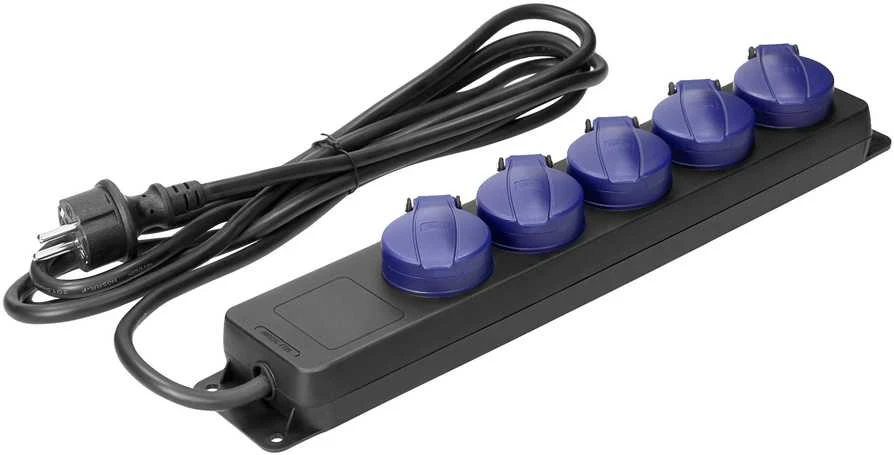 Orno Przedłużacz Dirbtuvių prailgintuvas, atsparus vandens purslams, IP44, 5 lizdai, 2P+Z, IP44, schuko, guminis kabelis, H05RR-F 3x1,5mm², ilgis 3m