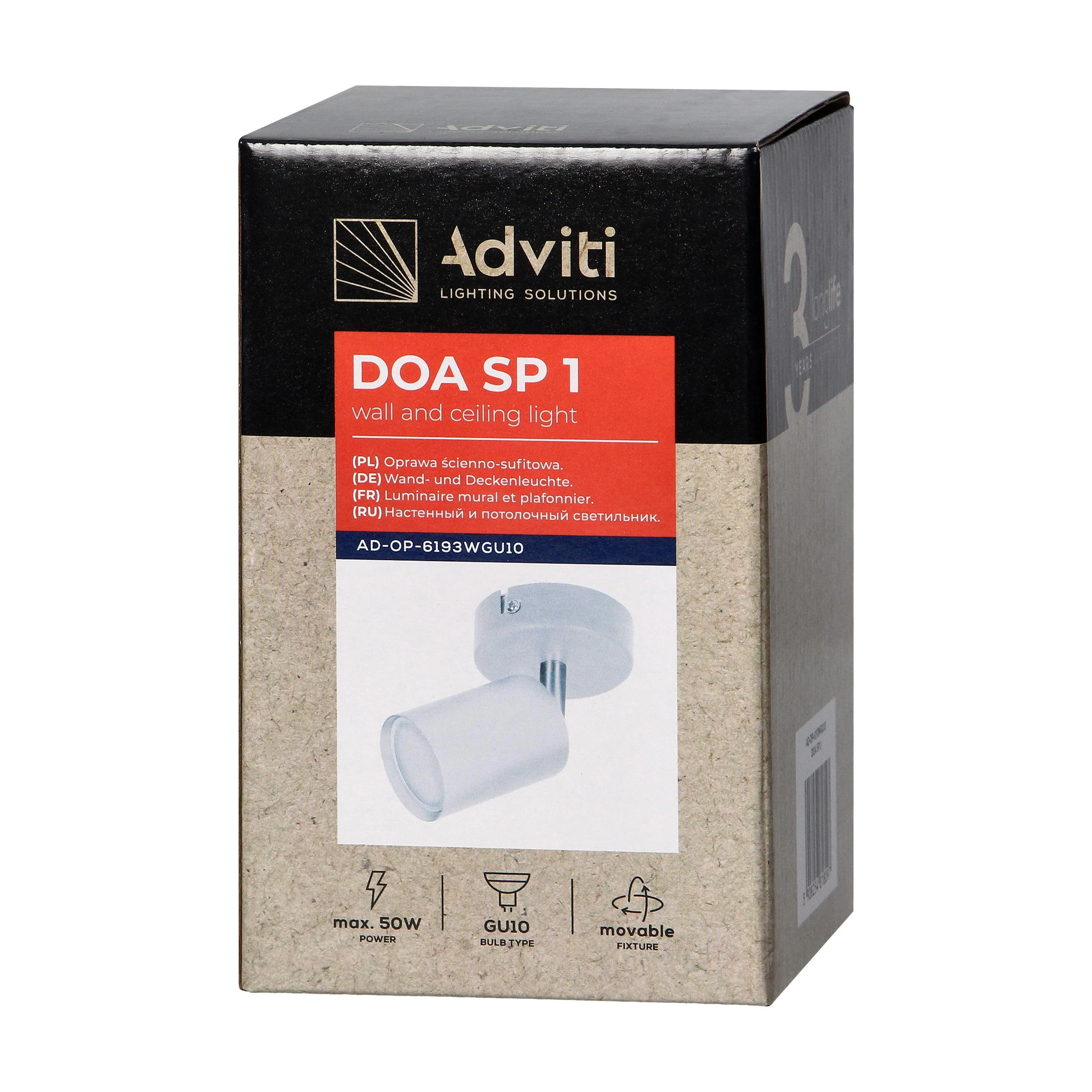 Orno DOA SP 1, sieninis-lubinis šviestuvas, GU10, maks. 7 W, IP20, baltas