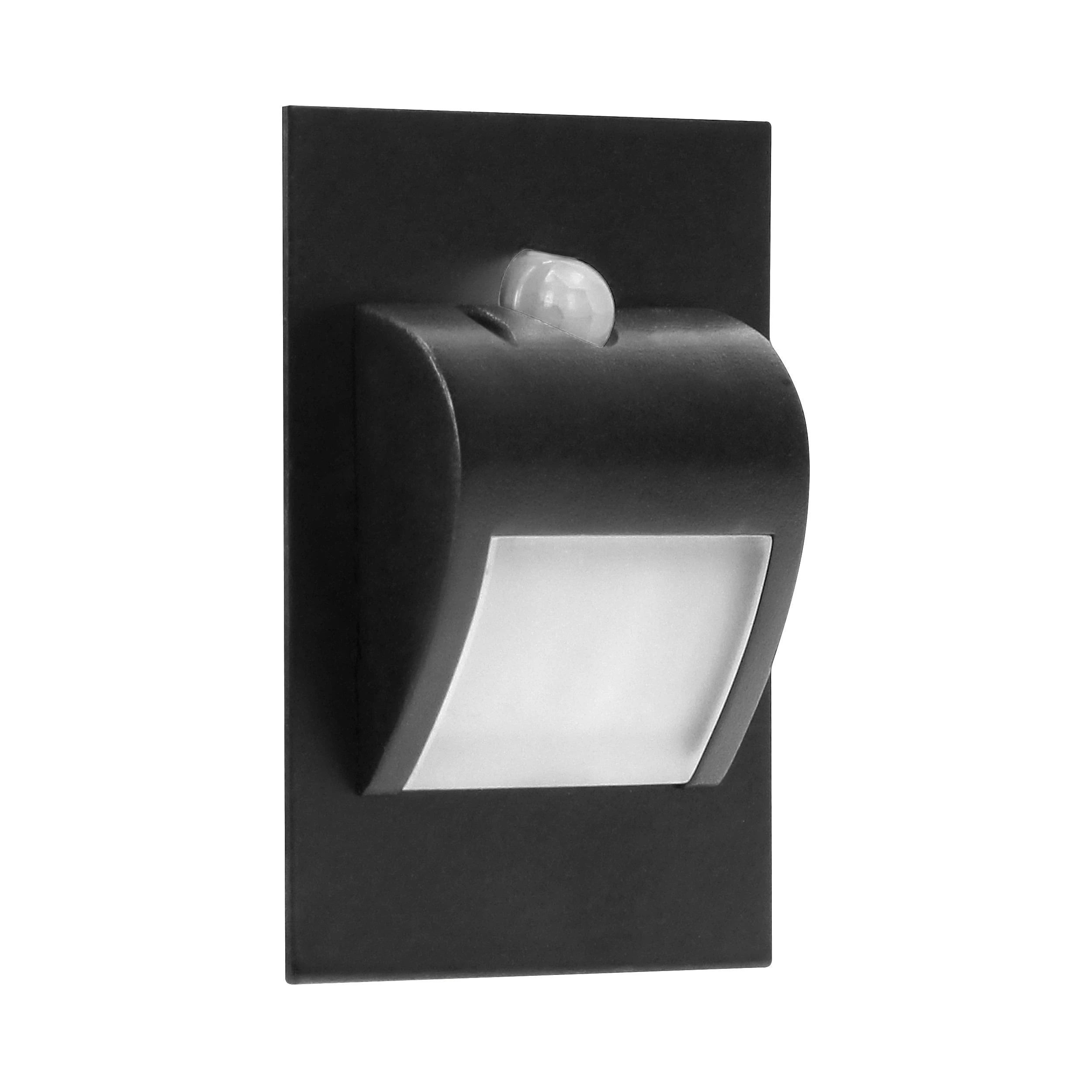 Orno DRACO LED NEW 1.5W, įleidžiamas laiptų šviestuvas, 12VDC, 30lm, 6000K, juodas, su judesio ir prieblandos jutikliu