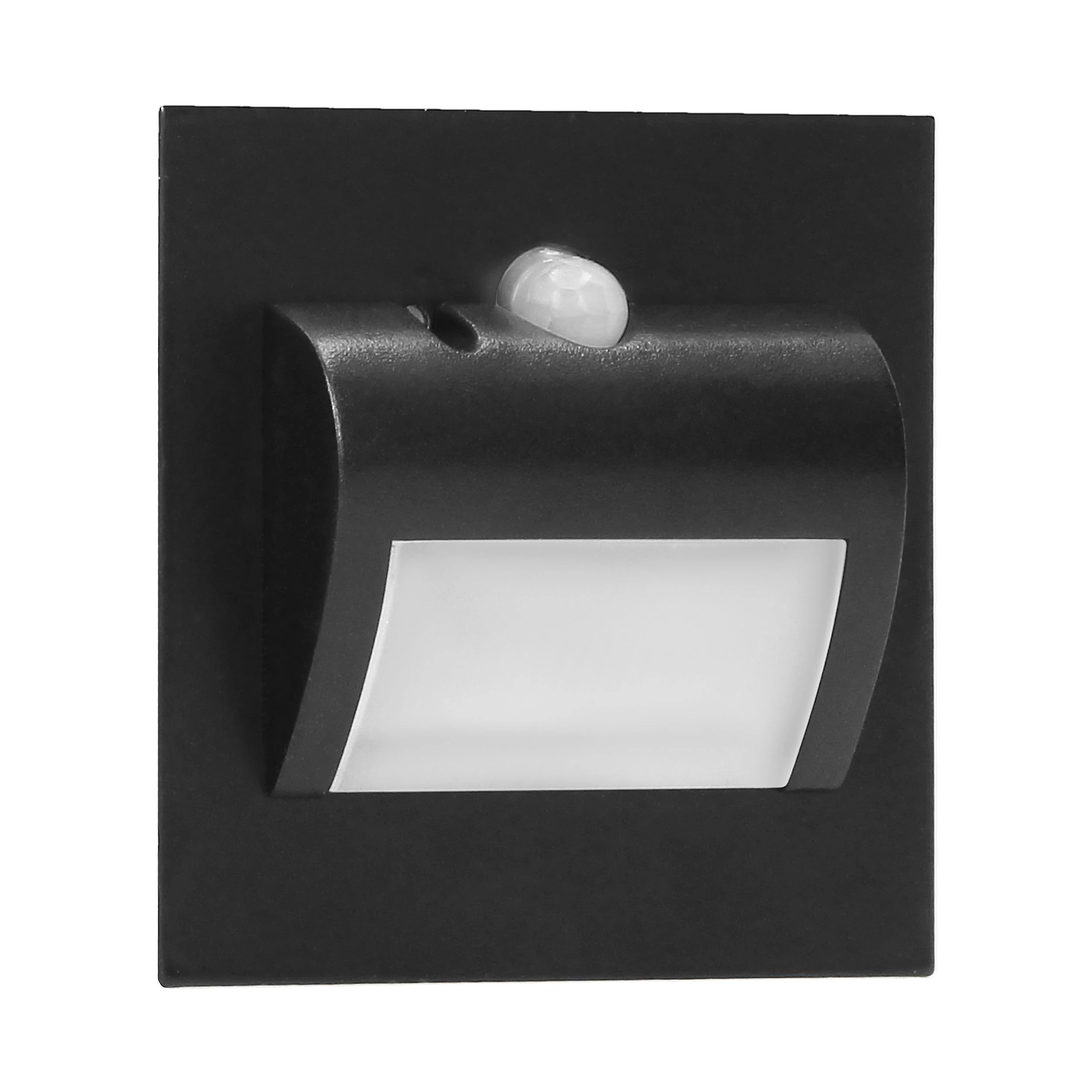 Orno DRACO LED NEW 1.5W, įleidžiamas laiptų šviestuvas, 12VDC, 30lm, 3000K, juodas, su judesio ir prieblandos jutikliu