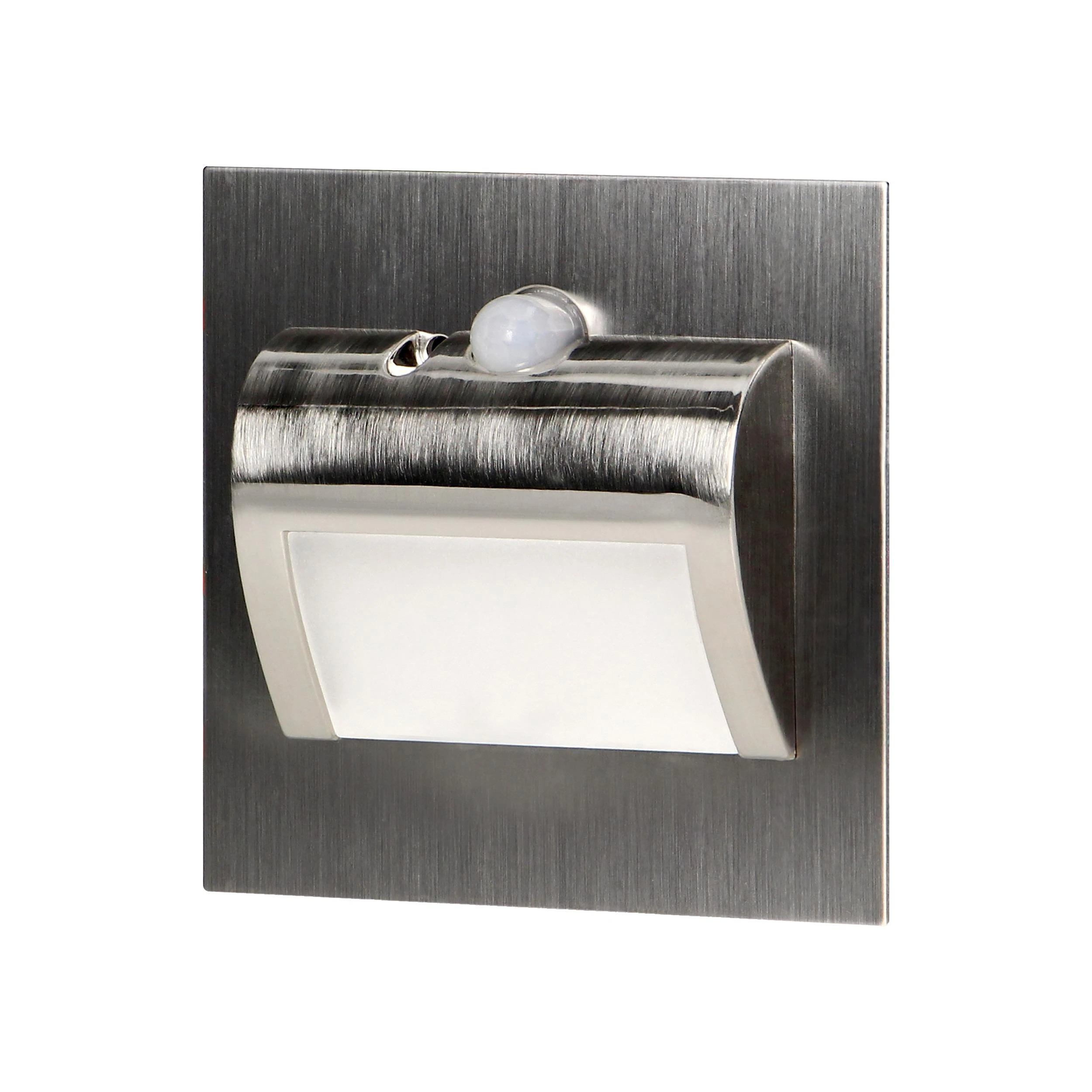 Orno DRACO LED NEW 1.5W, įleidžiamas laiptų šviestuvas, 12VDC, 30lm, 6000K, satinas, judesio ir prieblandos jutiklis