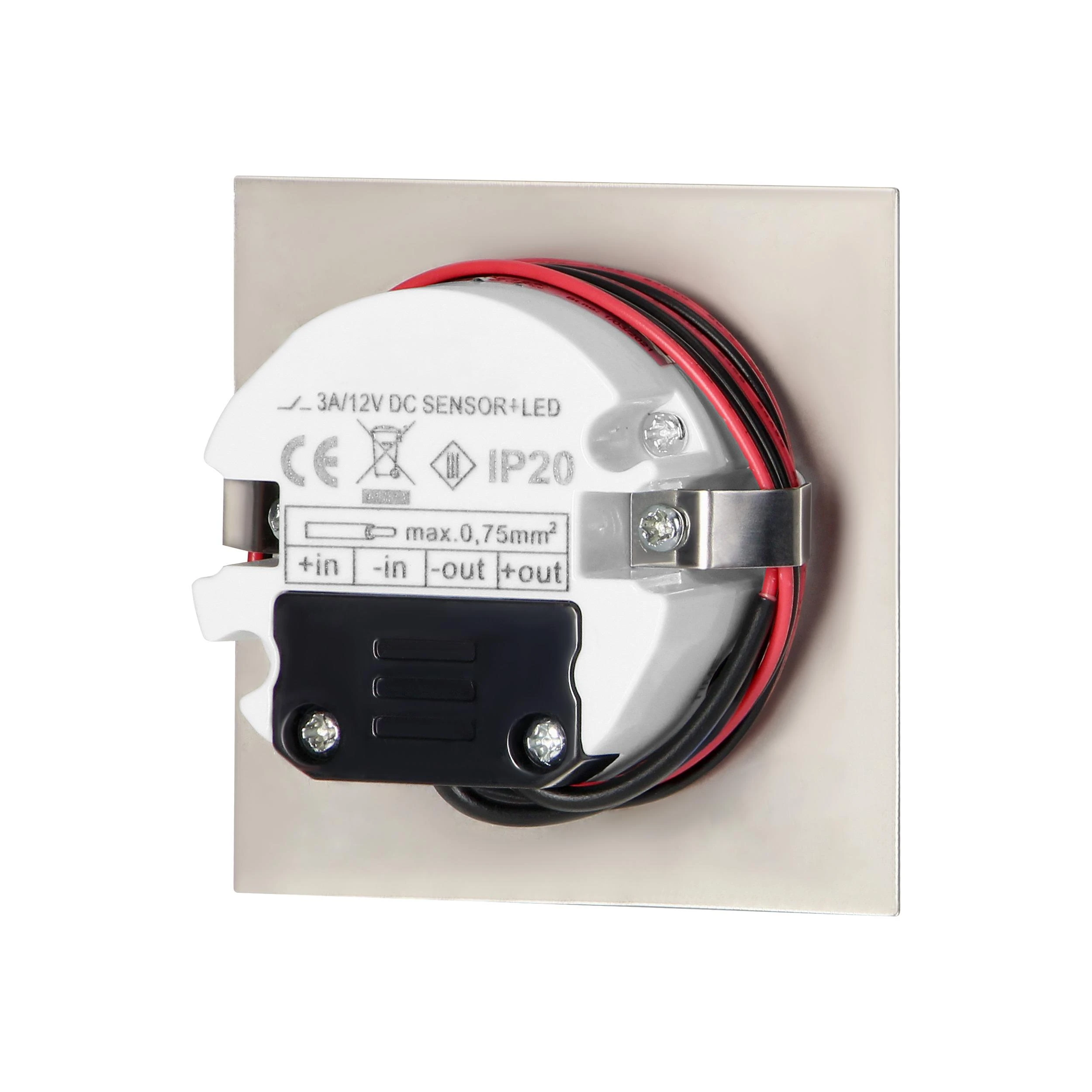 Orno DRACO LED NEW 1.5W, įleidžiamas laiptų šviestuvas, 12VDC, 30lm, 6000K, satinas, judesio ir prieblandos jutiklis