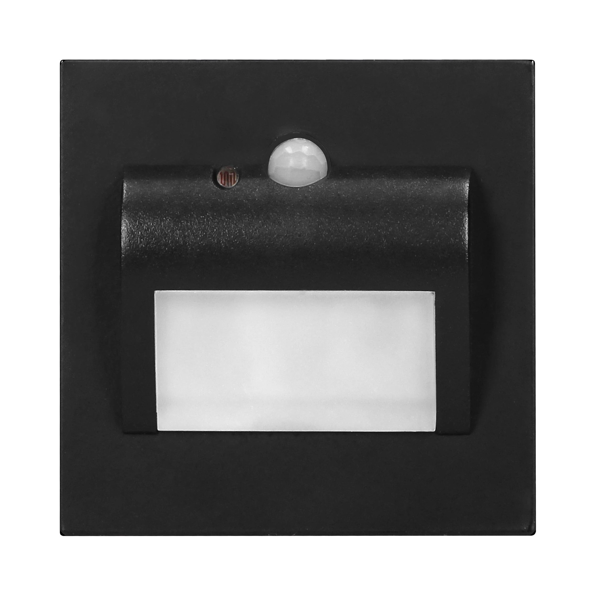 Orno DRACO LED NEW 1.5W, įleidžiamas laiptų šviestuvas, 12VDC, 30lm, 6000K, juodas, su judesio ir prieblandos jutikliu