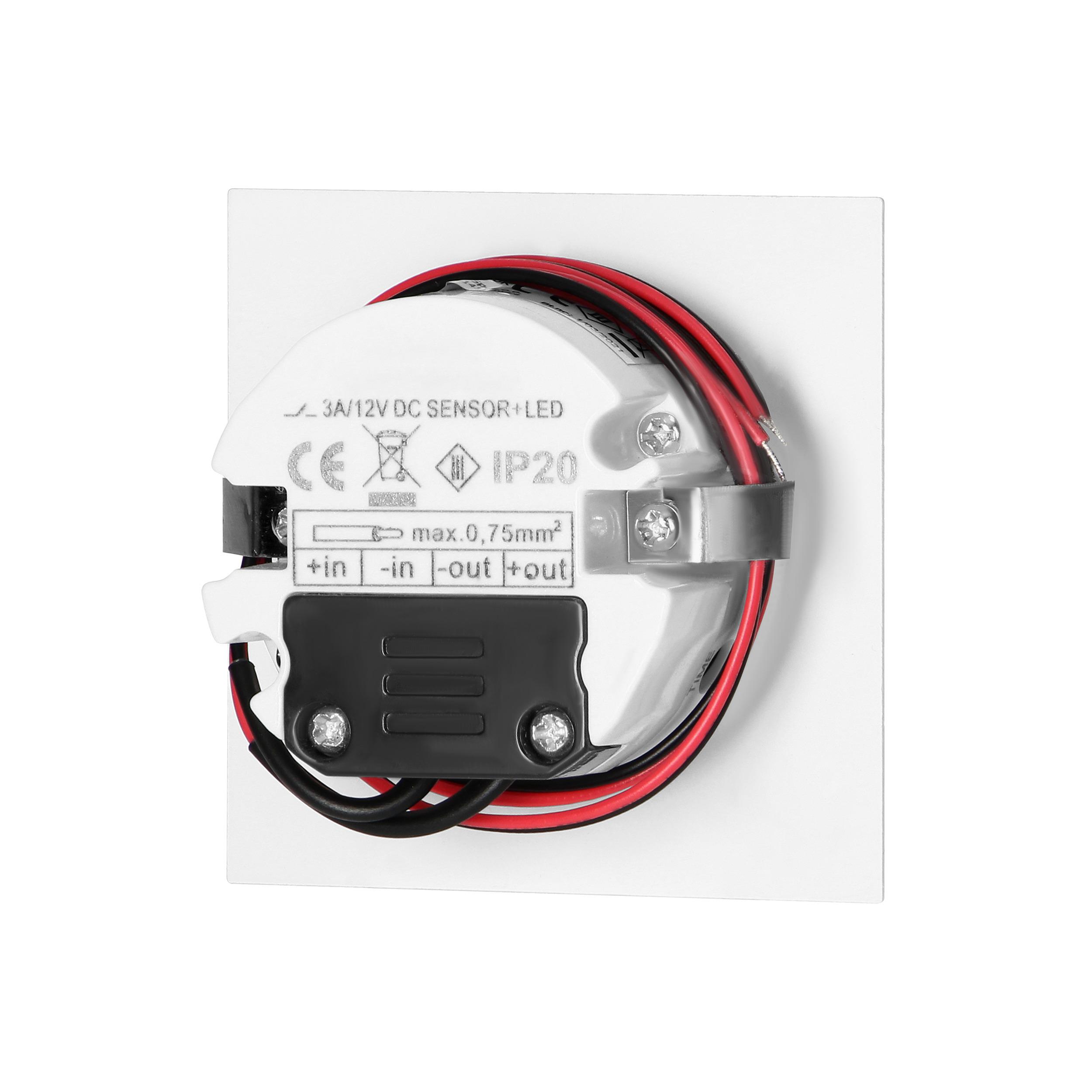 Orno DRACO LED NEW 1.5W, įleidžiamas laiptų šviestuvas, 12VDC, 30lm, 4000K, baltas, judesio ir prieblandos jutiklis