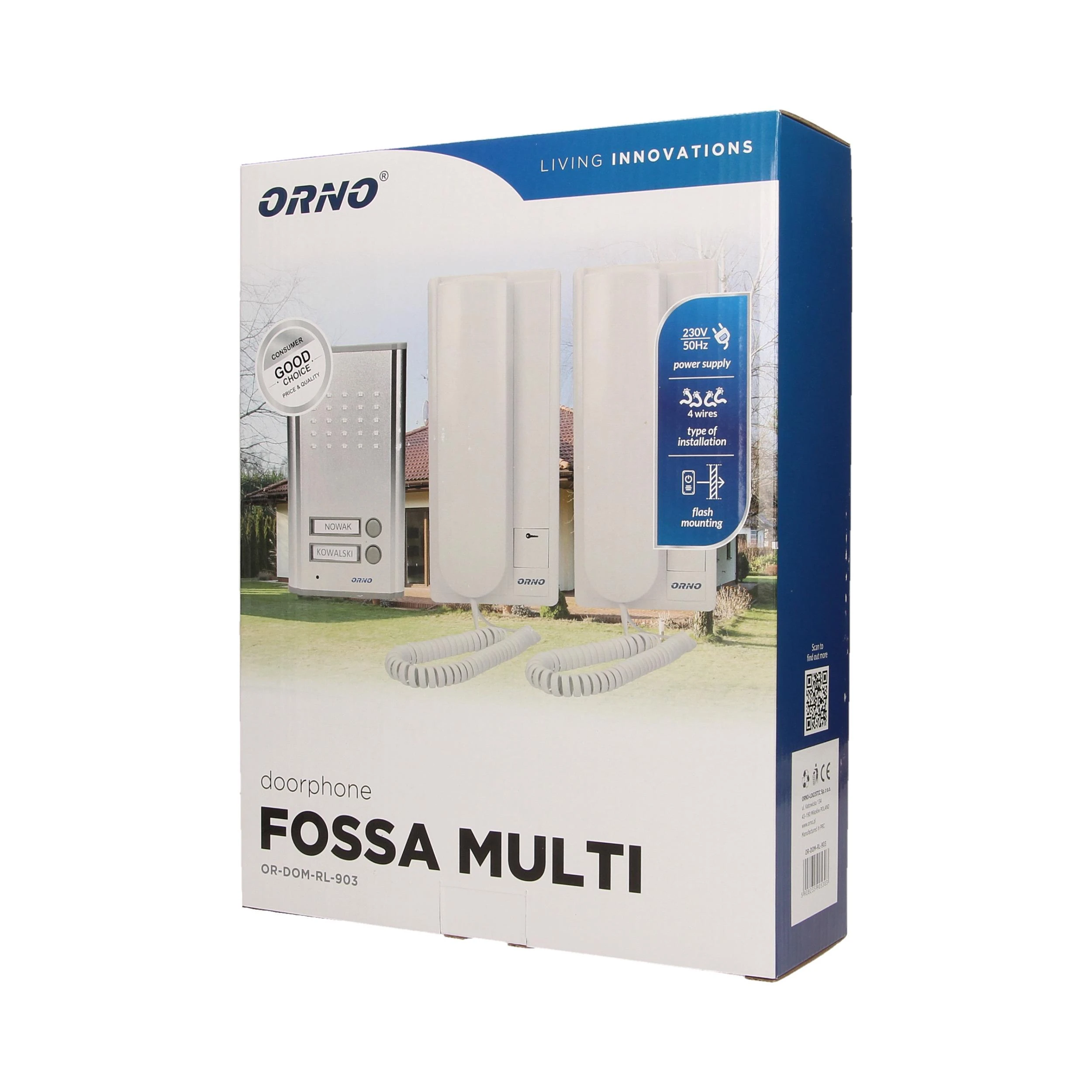 Orno Rinkinys Dviejų šeimų domofono komplektas, įleidžiamas, FOSSA MULTI