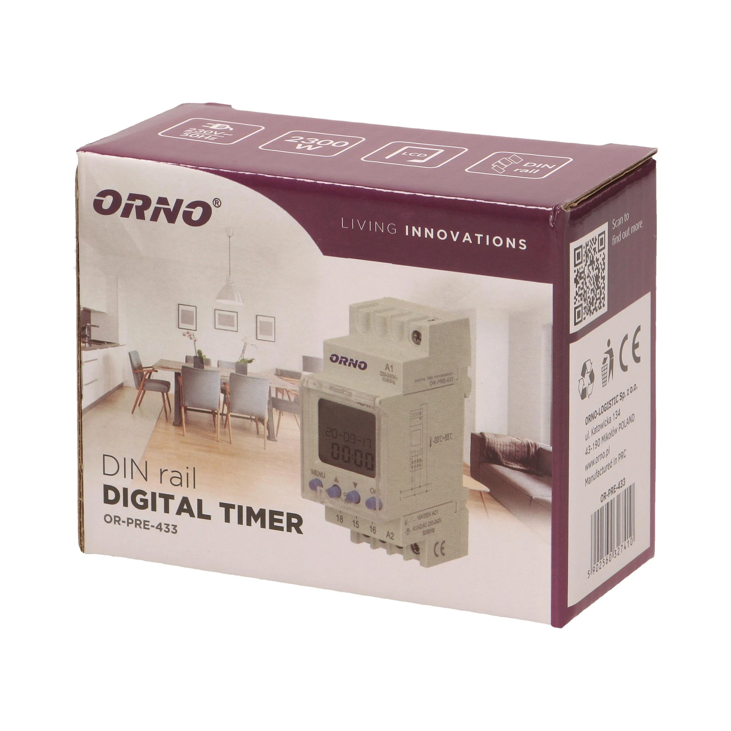 Orno Elektroninis Elektroninis laikmatis, 52 programos, 3 meniu kalbos, 2 moduliai, DIN TH-35mm