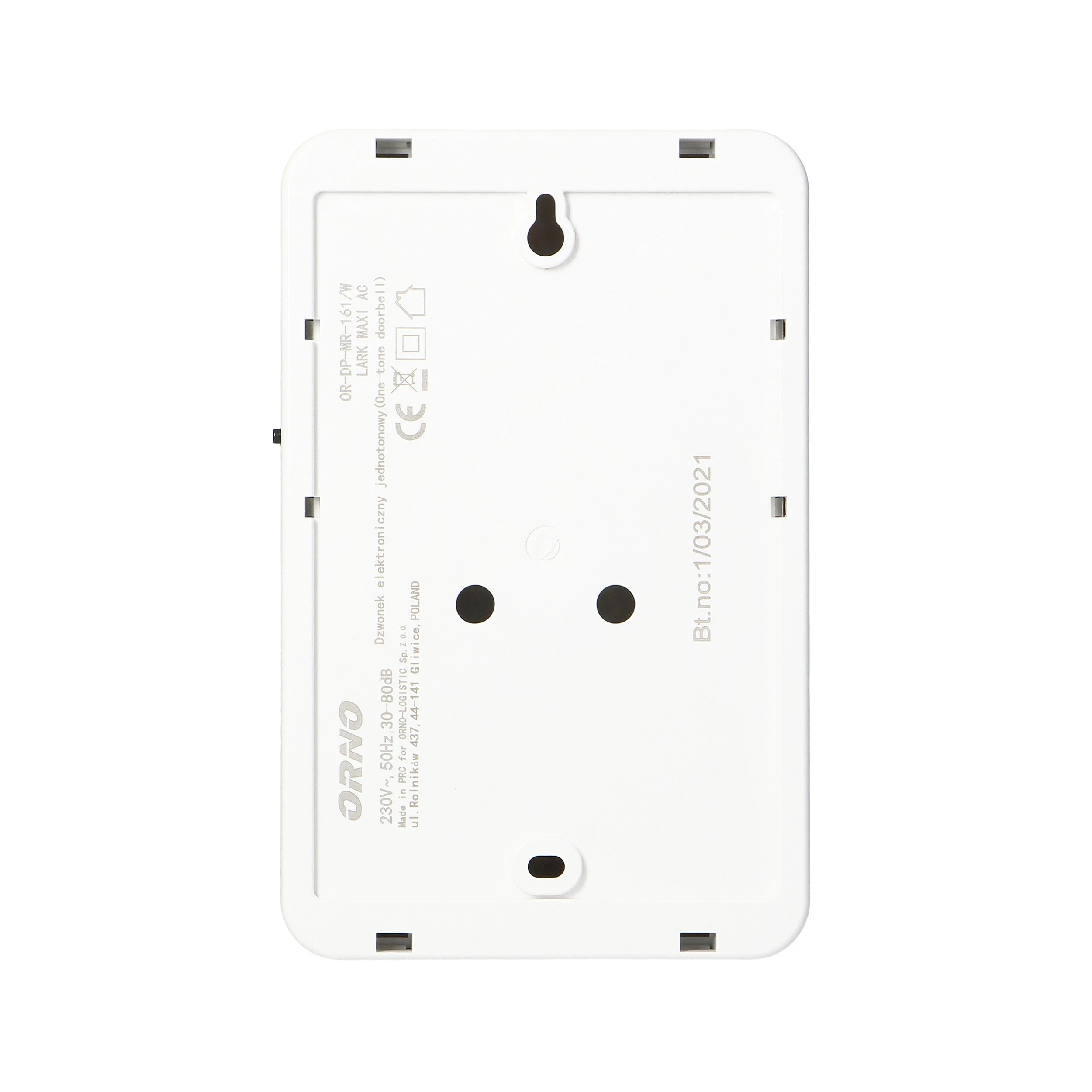Orno Dzwonek Vieno tono laidinis elektroninis durų skambutis LARK MAXI AC, 230V, baltas