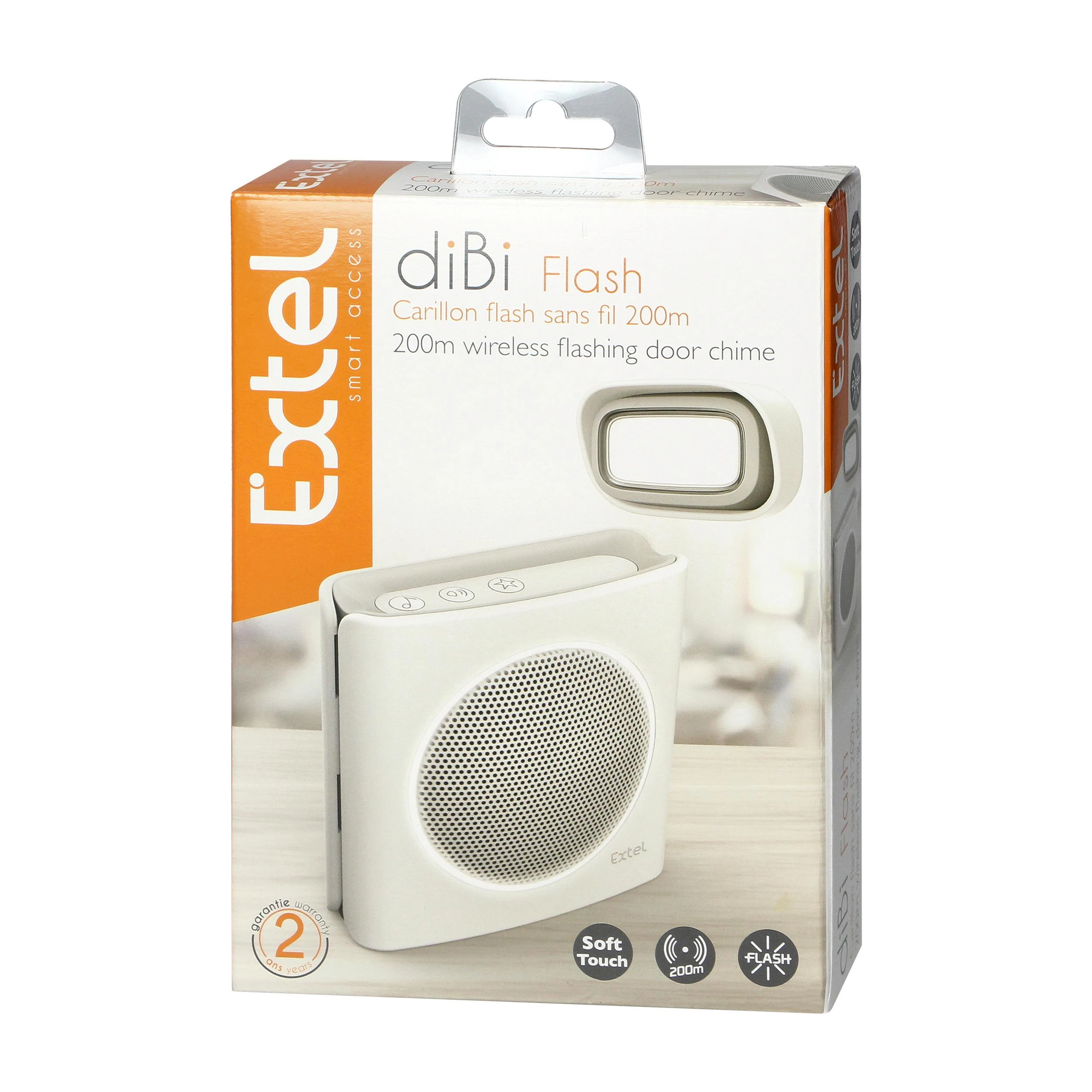 Orno Dzwonek EXTEL diBi Flash Soft belaidis baterijomis maitinamas durų skambutis, baltas