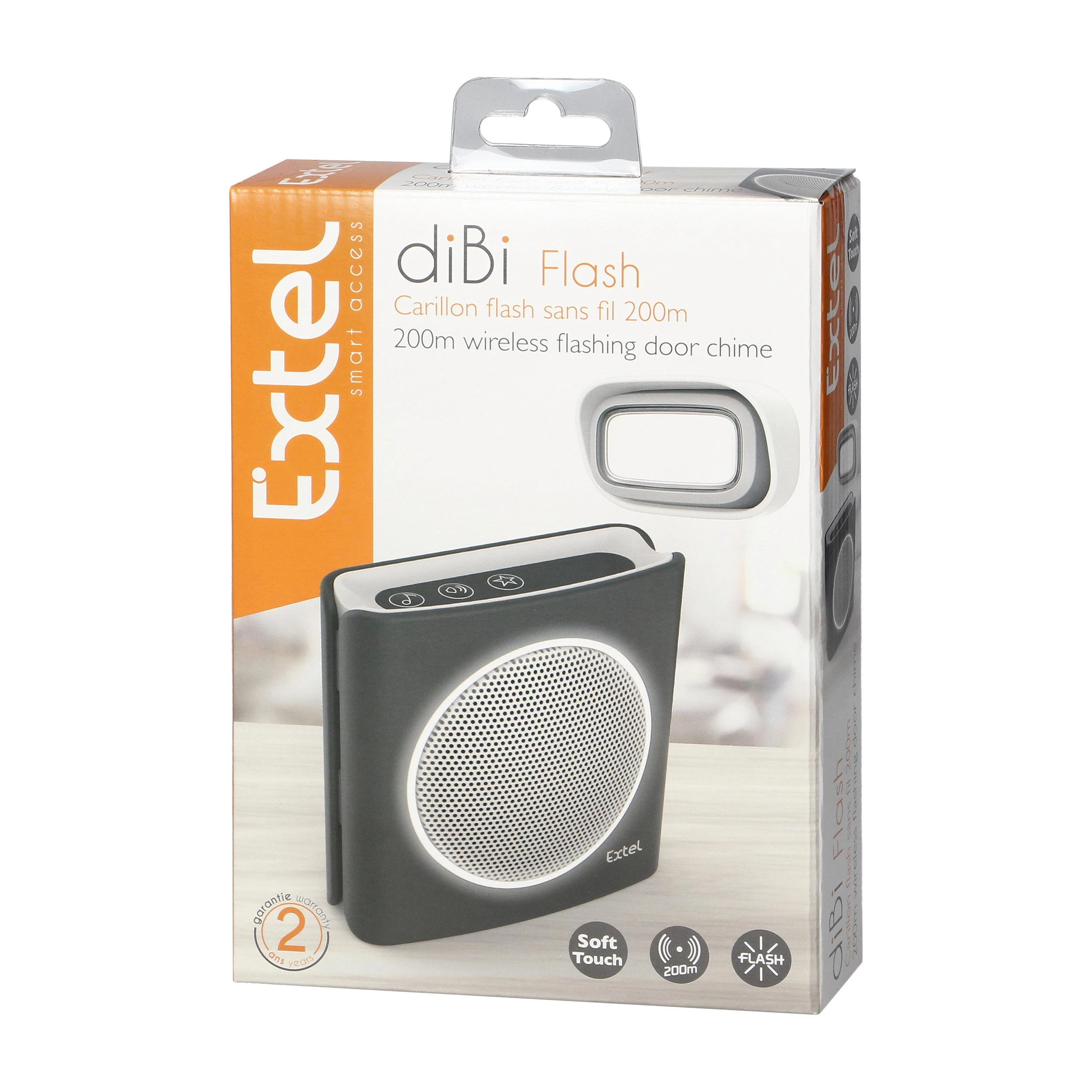 Orno Dzwonek EXTEL diBi Flash Soft belaidis baterijomis maitinamas durų skambutis, juodas
