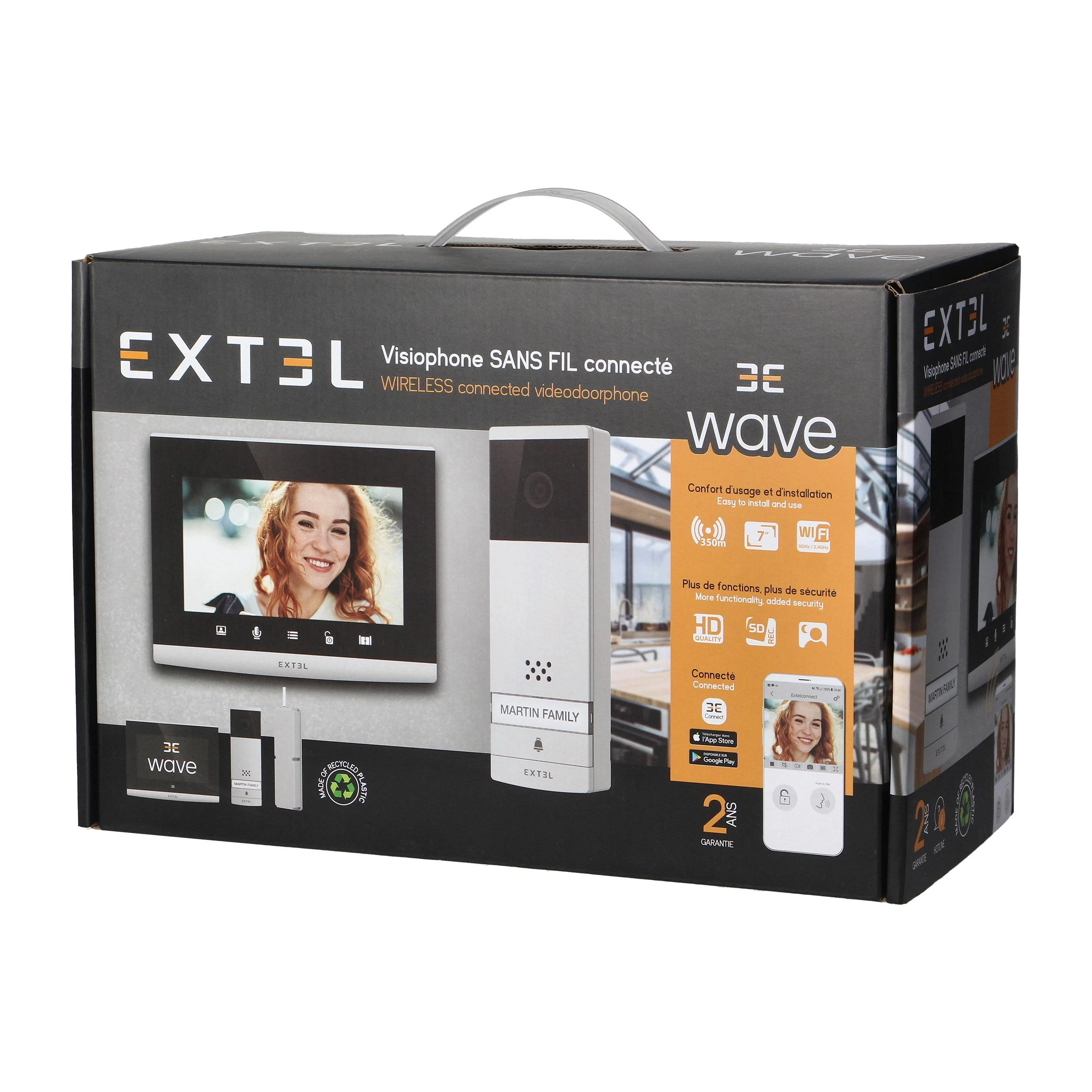 Belaidžio vaizdo domofono rinkinys Orno Extel Wave (EXTEL720313), 7" jutiklinis ekranas, Wi-Fi, programėlė, vartų valdymas
