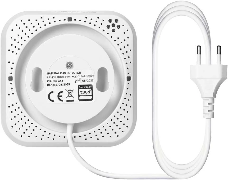 Orno Czujnik Gamtinių dujų jutiklis, 230 V AC, 5 metų jutiklio tarnavimo laikas, „Tuya Smart Wi-Fi“