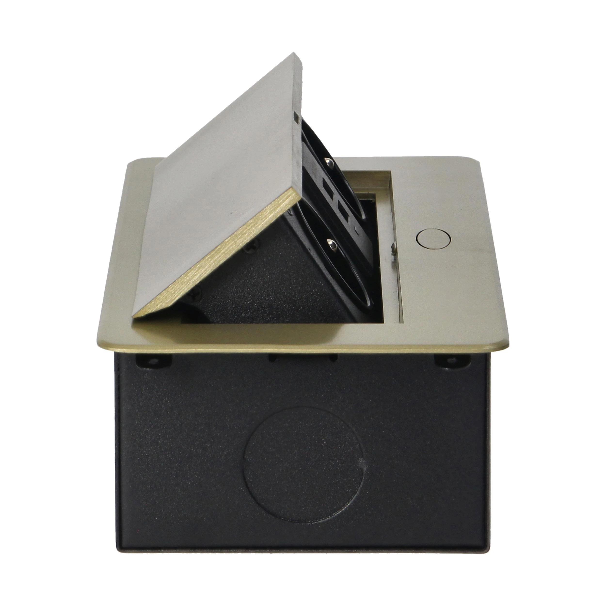 Gniazda Baldų lizdai, įleidžiami į stalviršį, su plokščiu frezuotu kraštu ir USB įkrovikliu, 2x2P+Z, 2xUSB, žalvaris
