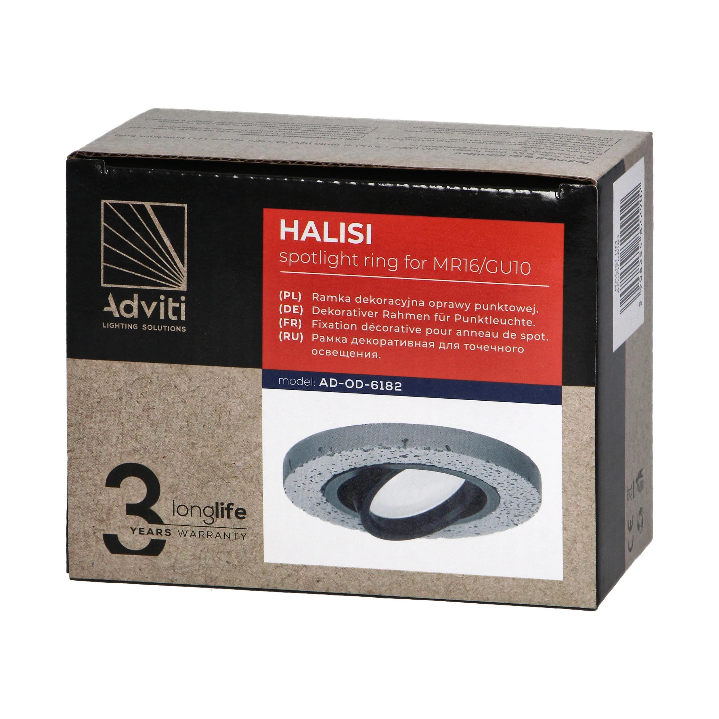 Orno HALISI RM dekoratyvinis prožektoriaus rėmelis, apvalus, judrus, juodas, MR16/GU10, maks. 50 W