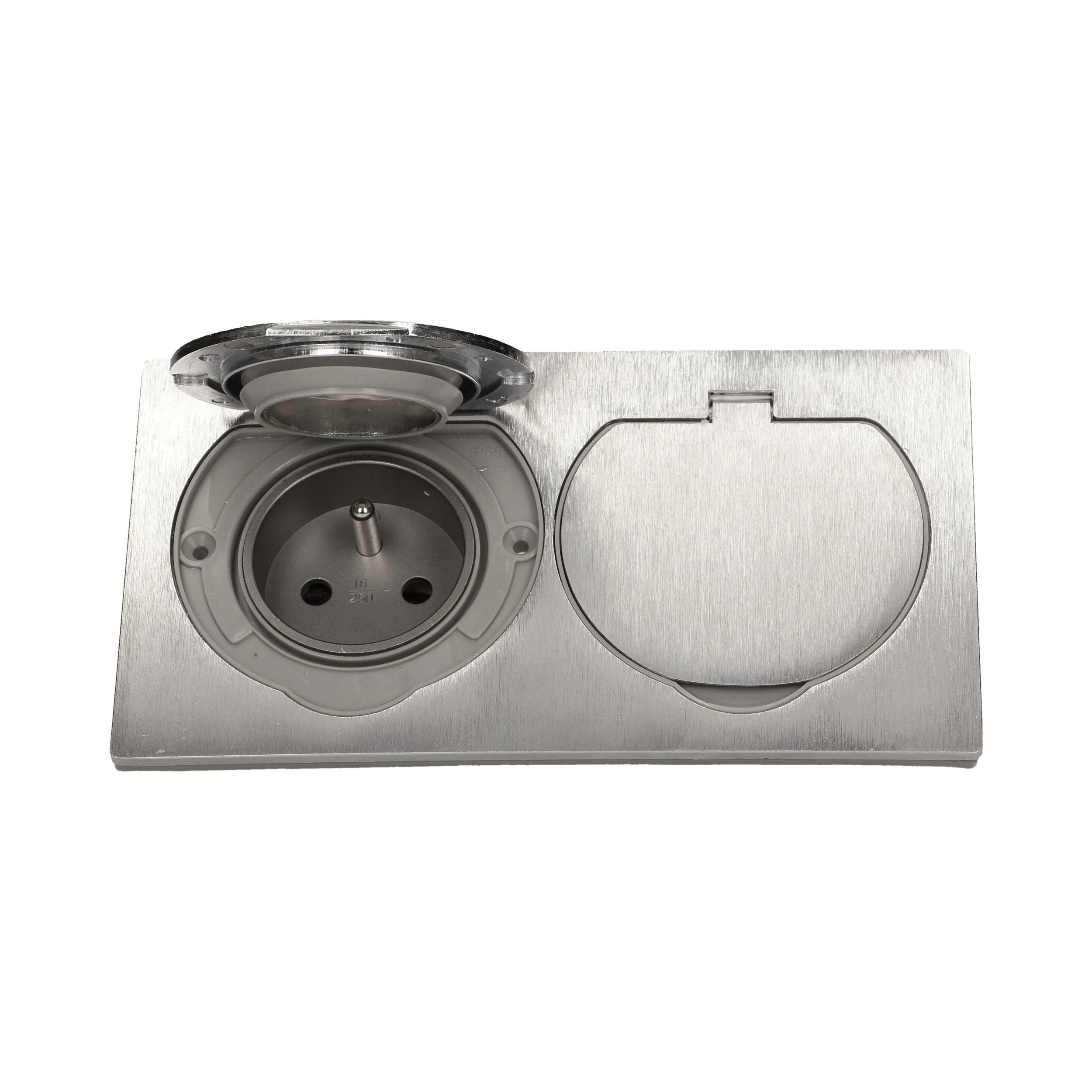 Orno Įleidžiamas kištukinis lizdas 2x250V OR-AE-1398, inox