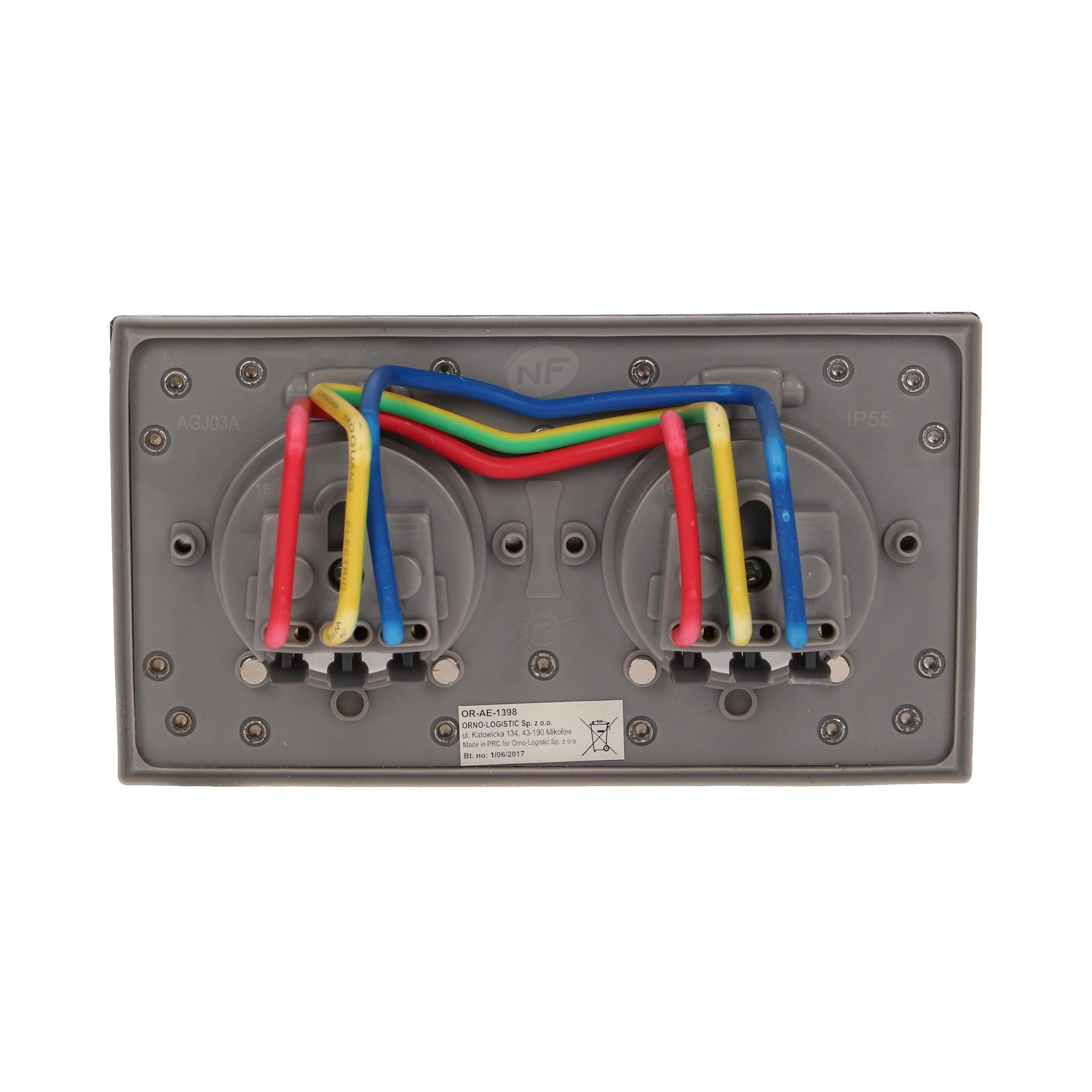 Orno Įleidžiamas kištukinis lizdas 2x250V OR-AE-1398, inox