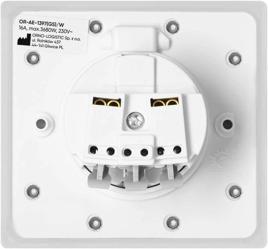 Orno Hermetyczne Hermetiškas elektros lizdas, IP44, 1x2P+Z (Schuko), baltas