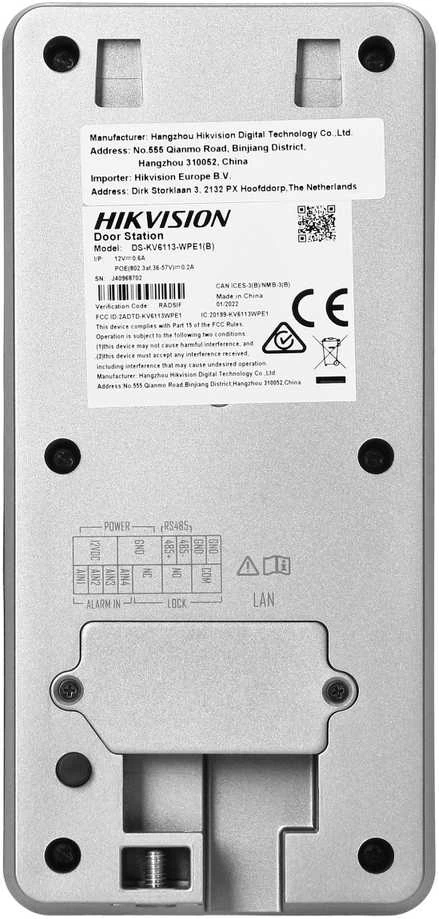 IP VIDEO DOMOFONAS HIKVISION DS-KV6113-WPE1(C) Wi-Fi / IP, skambina tiesiai į Hik-Connect