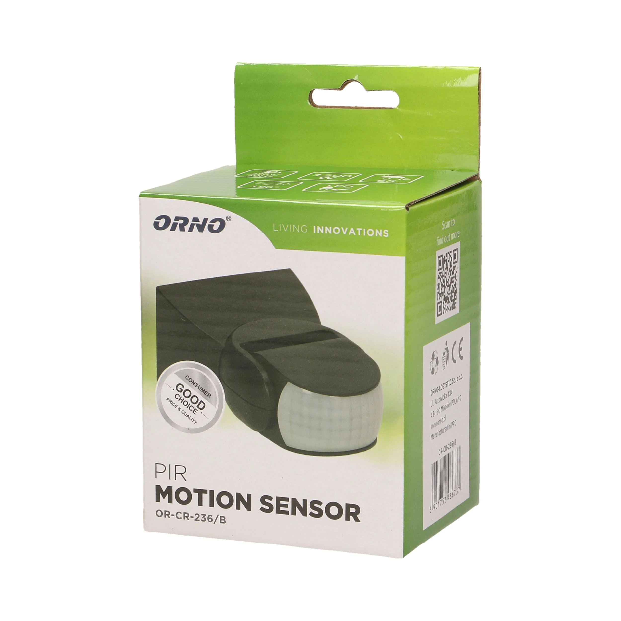 Energizer ORNO MOTION SENSOR 180 DEGREE IP65, 1200 W Juodas VERTICAL AND HORIZONTAL ADJUSTMENT &&
