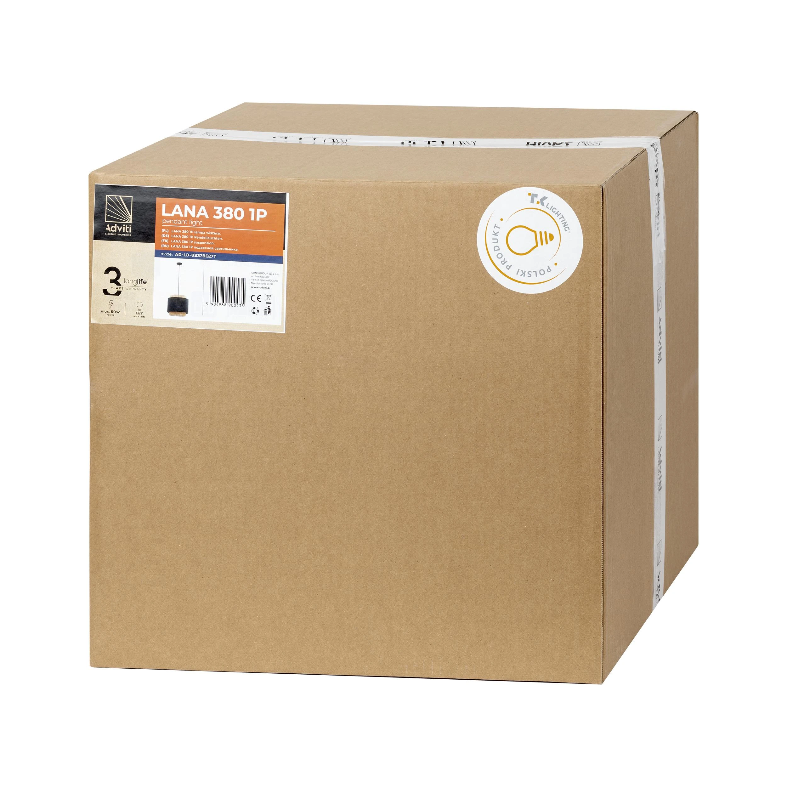 Orno LANA 380 1P, pakabinamas šviestuvas, E27, maks. 60 W, juodas