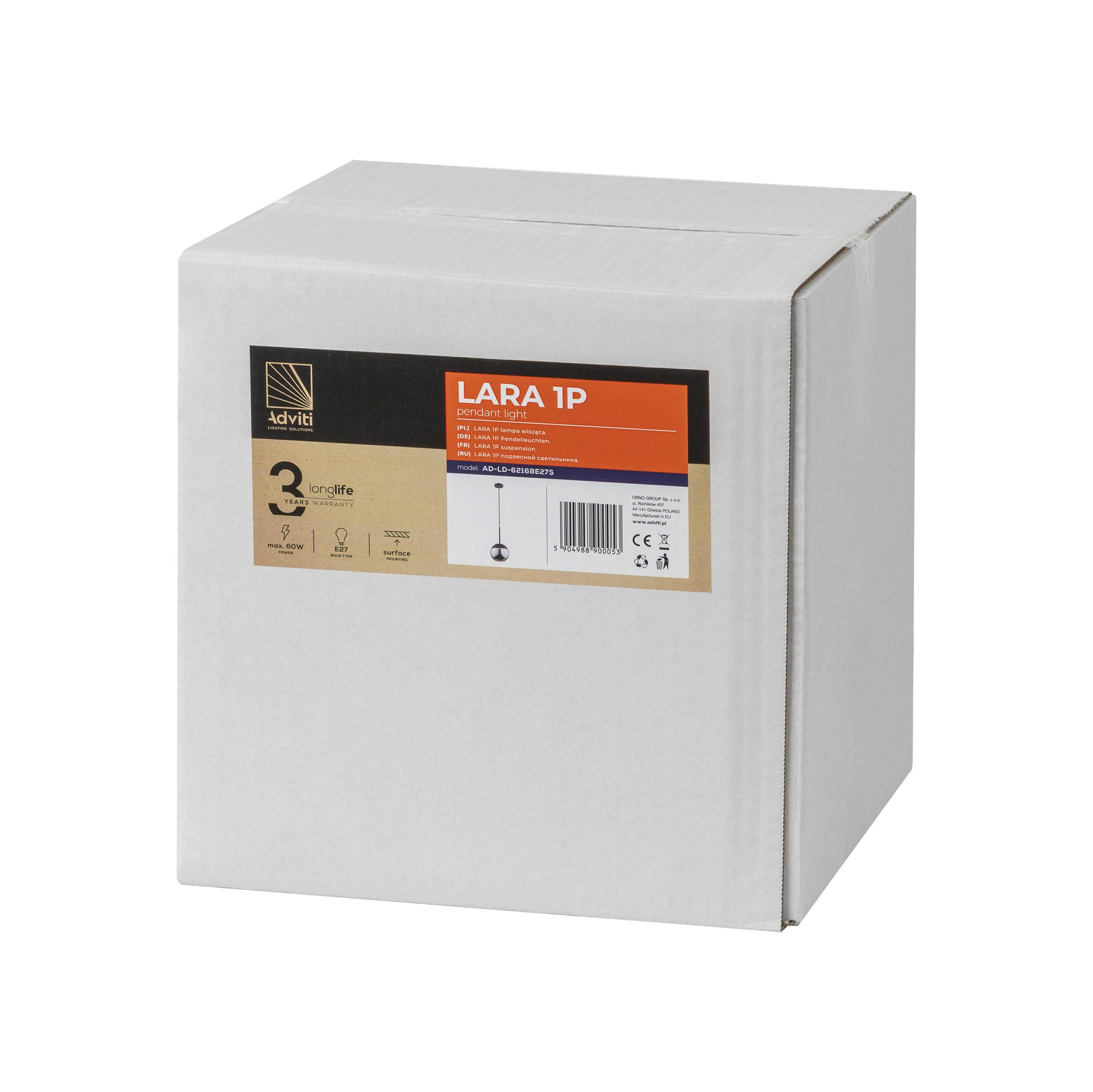 Orno LARA 1P, pakabinamas šviestuvas, E27, maks. 60 W, juodas
