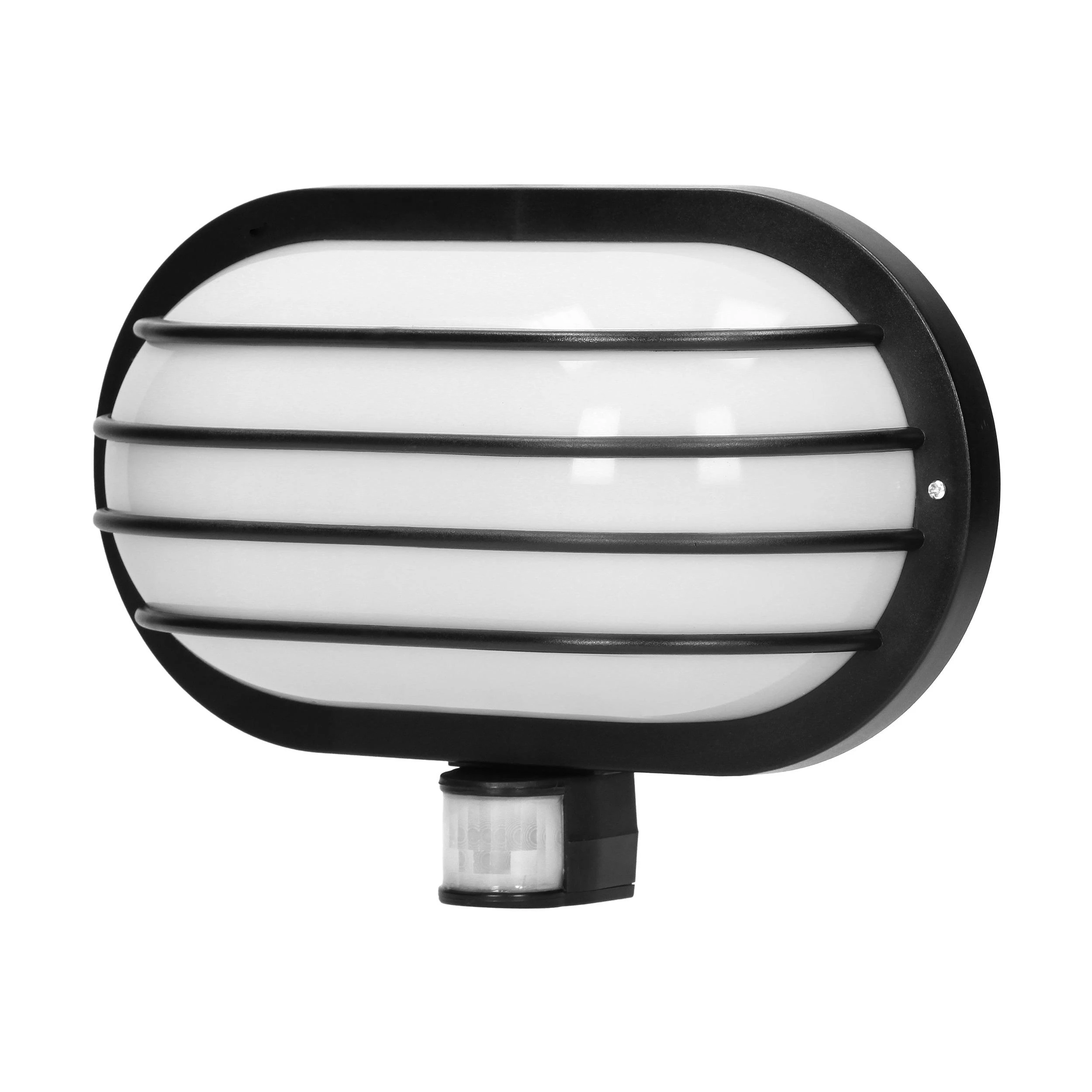 Sieninis šviestuvas Orno LASO, sodo šviestuvas su 180° judesio jutikliu, 1x15W, E27, IP44, plastikinis, juodas