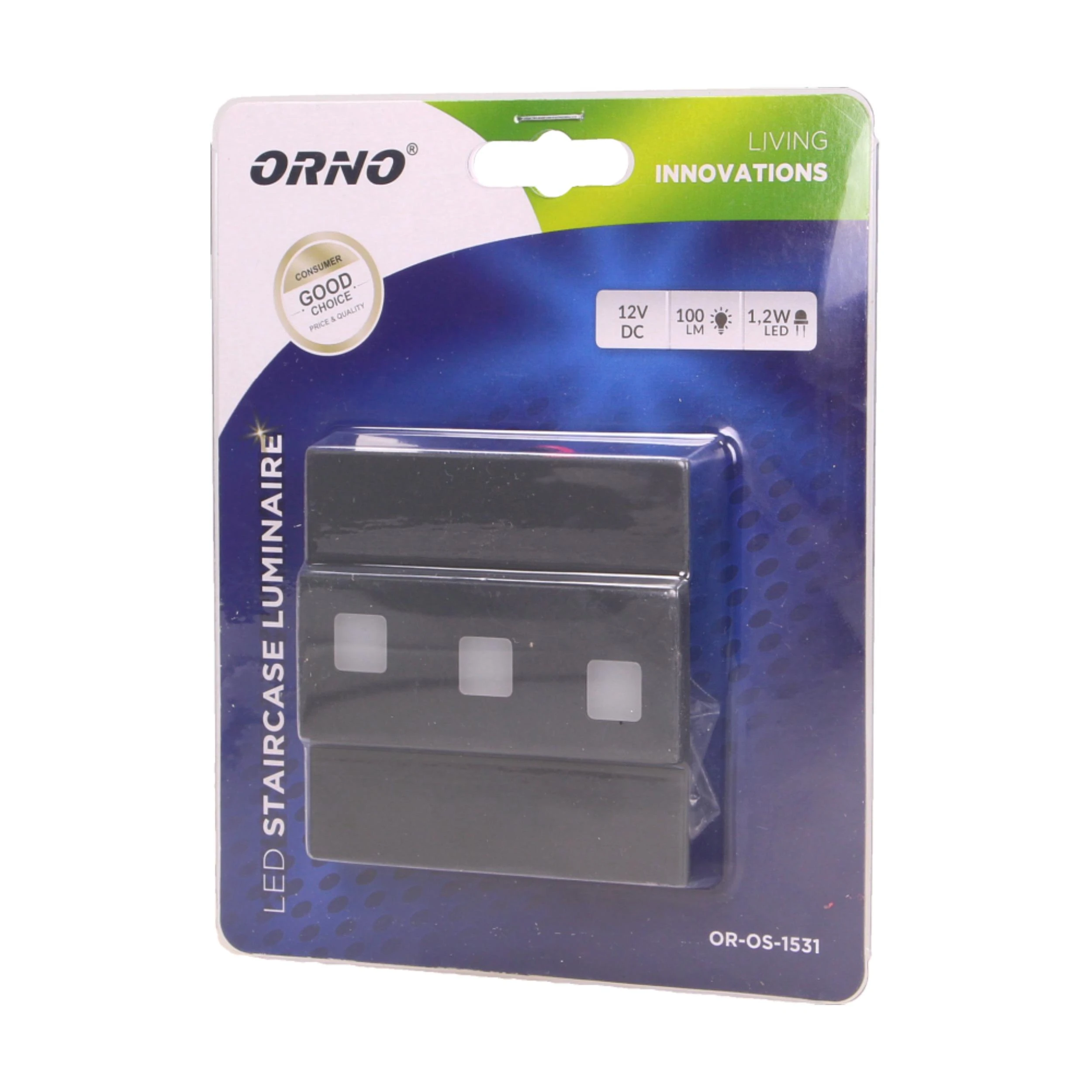 Orno LEPUS LED 1.2W, paviršinis laiptinės šviestuvas, 12V DC, 100lm, 3000K, grafito spalvos