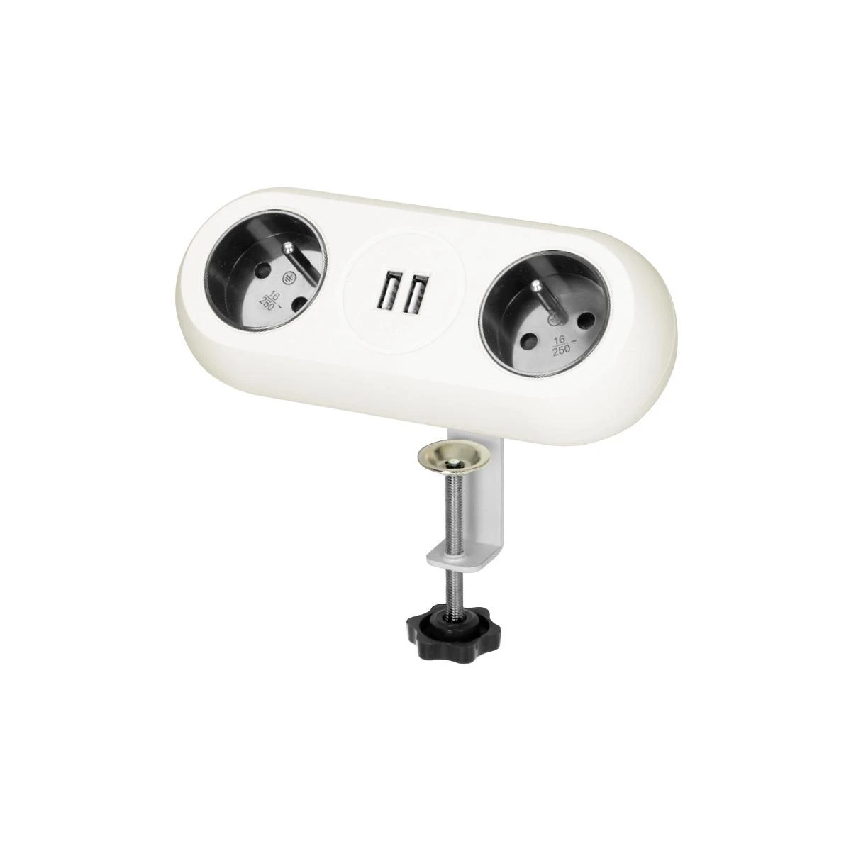 Orno Lizdas Baldinis lizdas su tvirtinimo laikikliu, USB įkroviklis, 2 lizdai 2P+Z, 2xUSB, laidas 3x1.0mm² - 1.5m, baltas