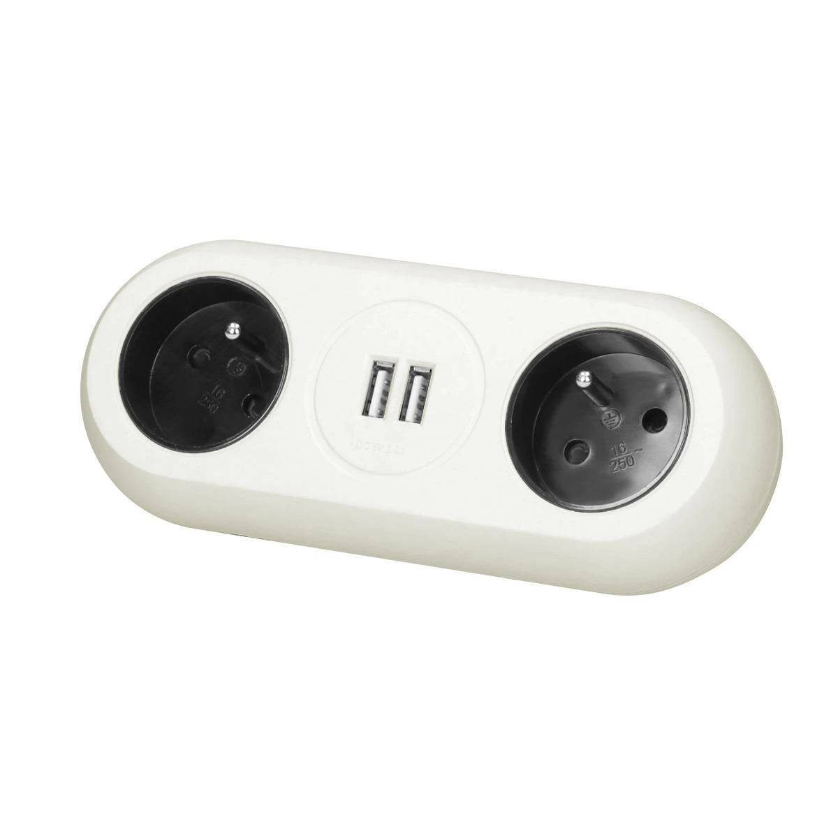 Orno Lizdas Baldinis lizdas su tvirtinimo laikikliu, USB įkroviklis, 2 lizdai 2P+Z, 2xUSB, laidas 3x1.0mm² - 1.5m, baltas