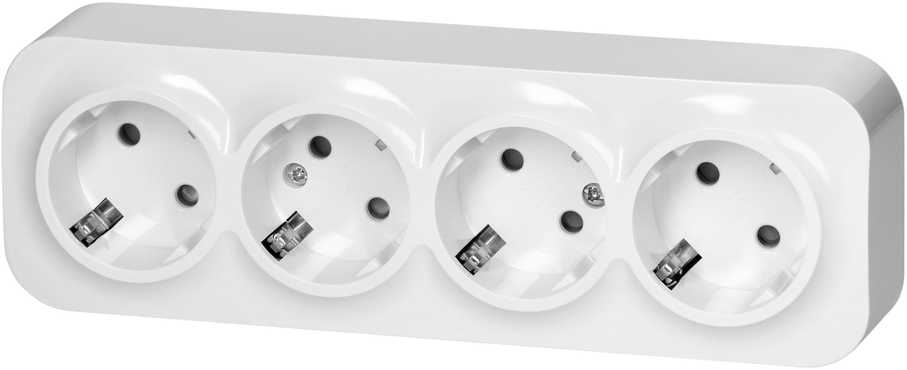 Orno Lizdas Keturgubas „ToDo“ lizdas 2P+Z Schuko IP20, 16A, 230V AC, baltas