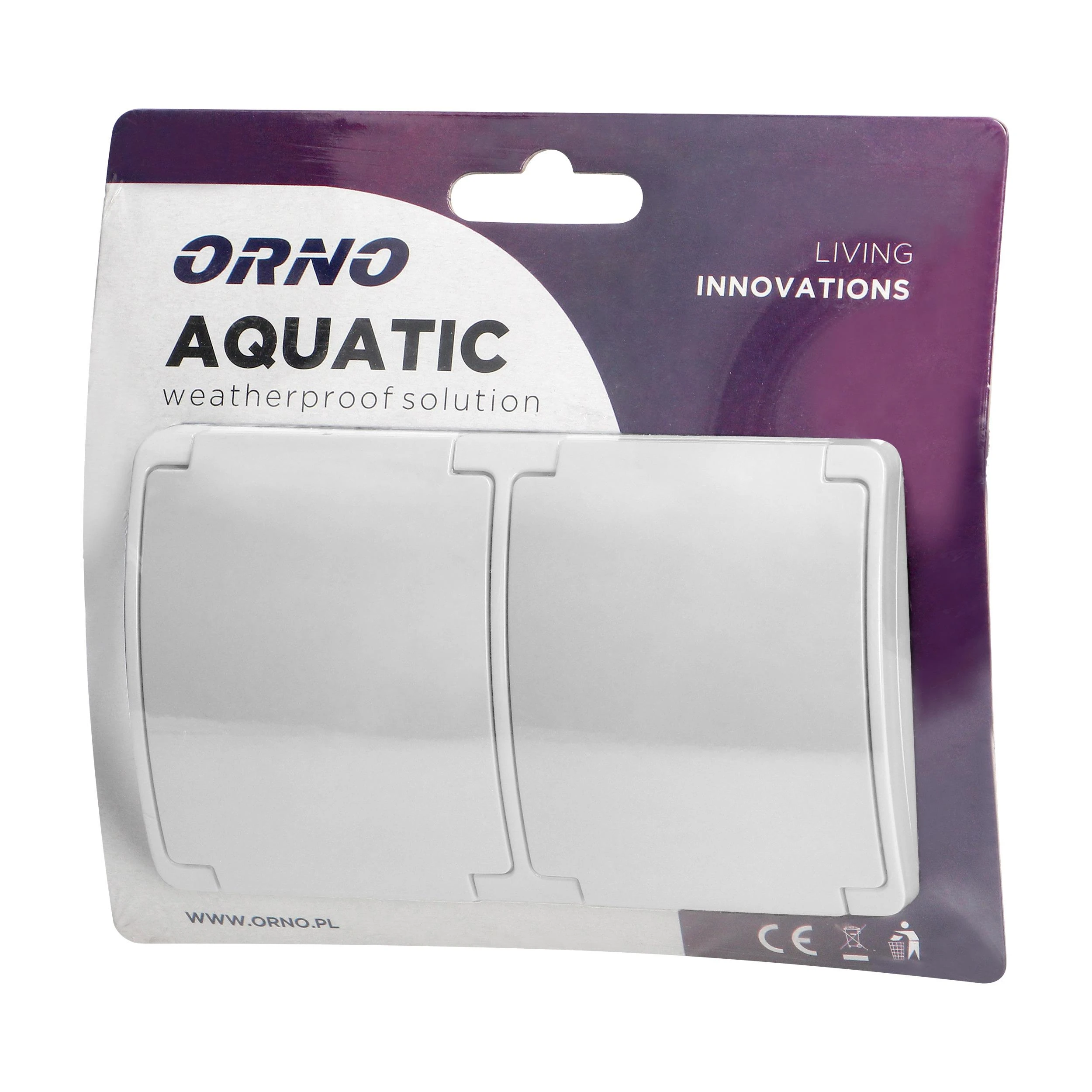 Orno Lizdas Dvigubas kištukinis lizdas 2x2P+Z AQUATIC, IP44, baltas