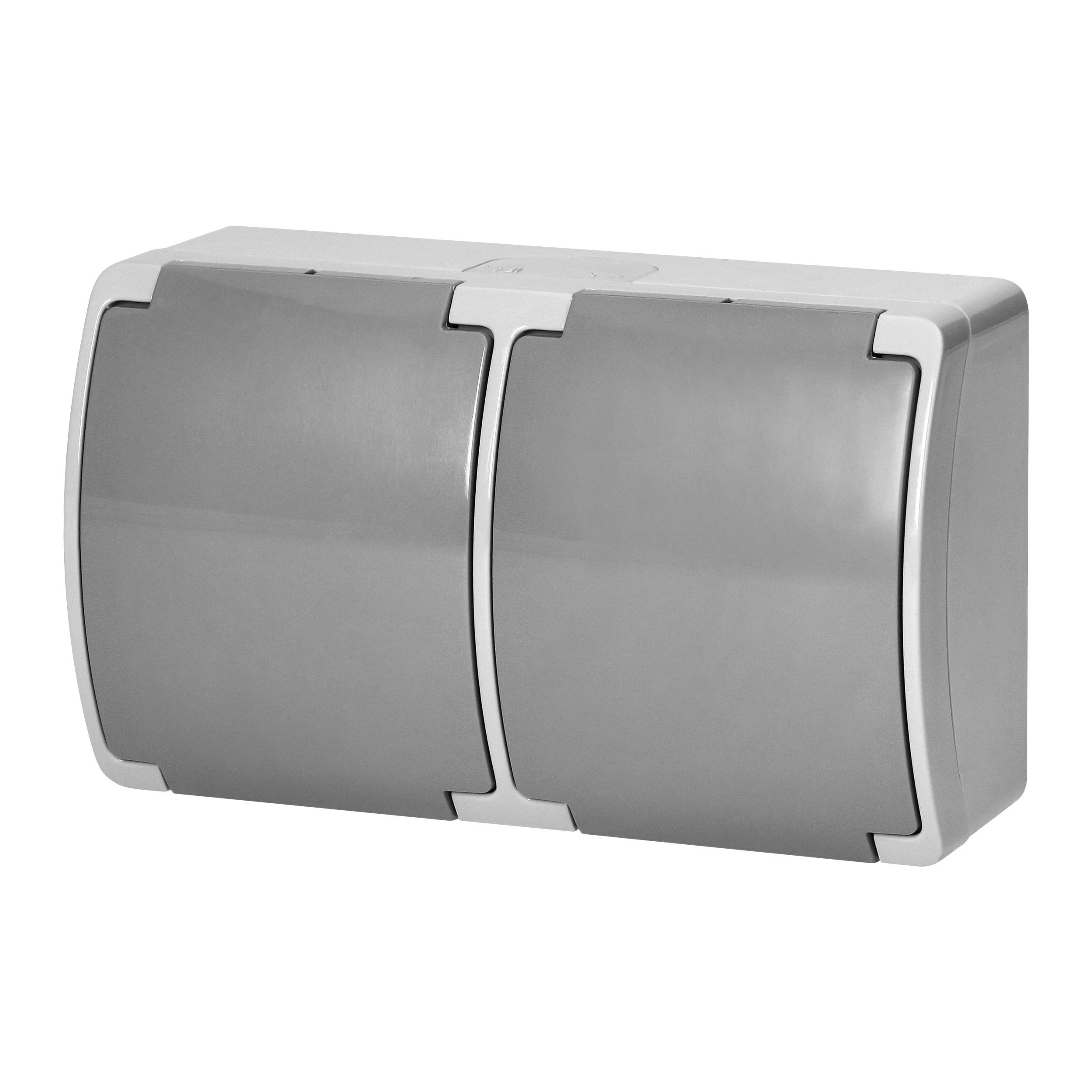 Orno Lizdas Dvigubas kištukinis lizdas 2x2P+Z Schuko AQUATIC, IP44, grafito pilkos spalvos