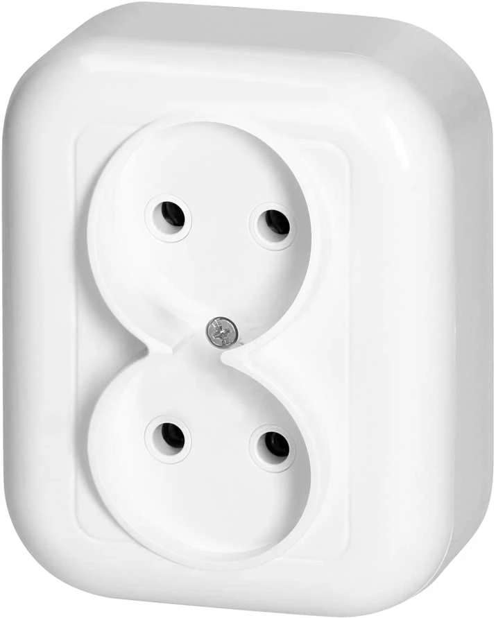 Gniazdo Lizdas Dvigubas lizdas be išvado 2x2p 16A, 250V, su ventiliatoriumi, baltas