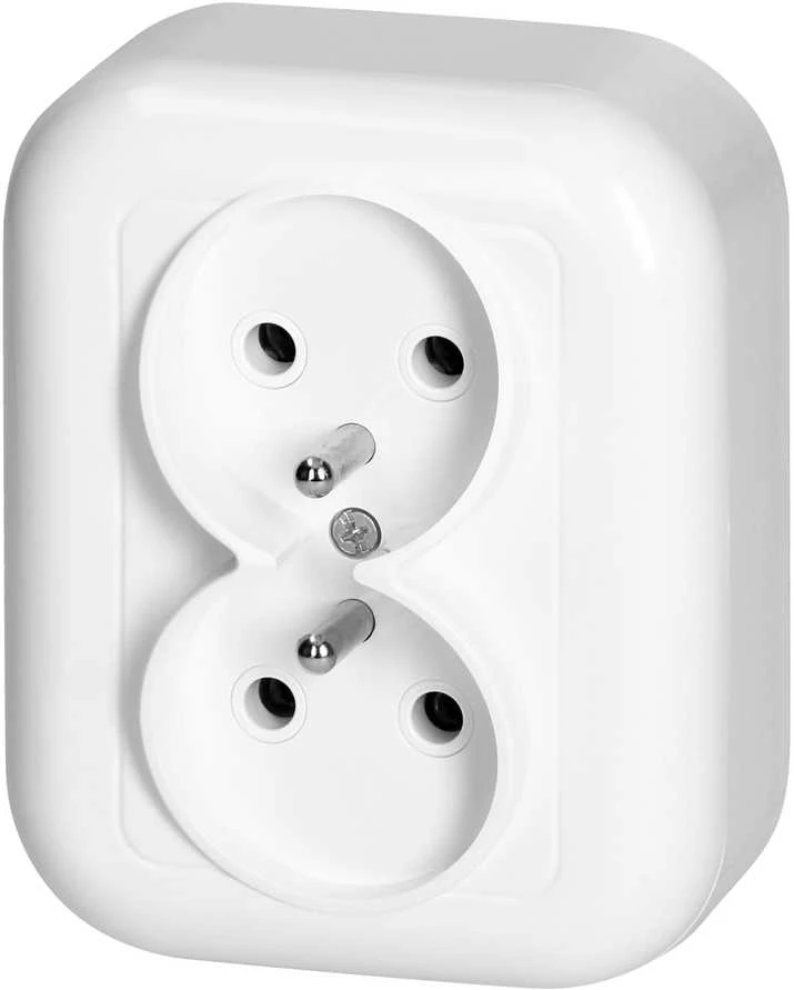 Gniazdo Lizdas Dvigubas lizdas be išvado 2x2p+Z 16A, 250V, su ventiliatoriumi, baltas