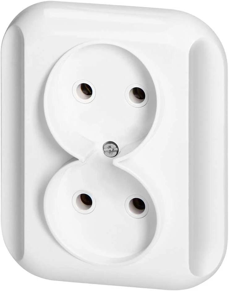 Gniazdo Lizdas Dvigubas kištukinis lizdas 2x2p 16A, 250V, TOPAZ, baltas
