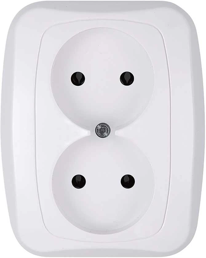 Gniazdo Lizdas Dvigubas kištukinis lizdas 2x2p 16A, 250V, ATUT, baltas