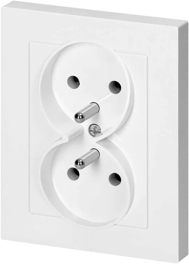 Gniazdo Lizdas Dvigubas kištukinis lizdas 2x2P+Z Malta, 16A, 250V, PT-6M, baltas