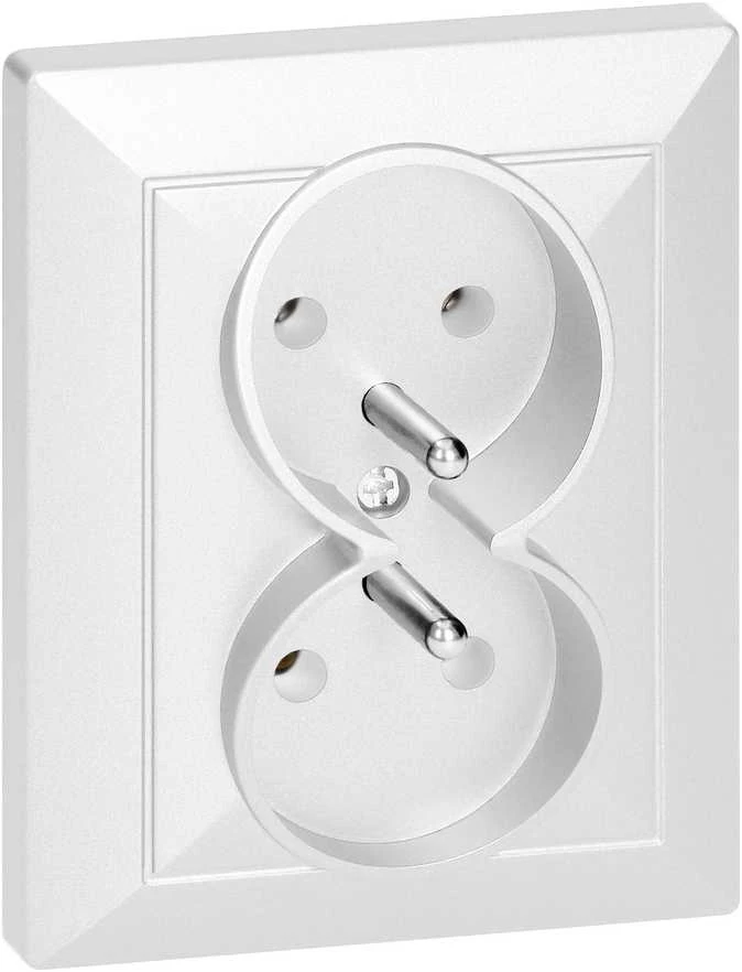 Gniazdo Dviguba įleidžiama rozetė Pearl, 16A, 250V, balta