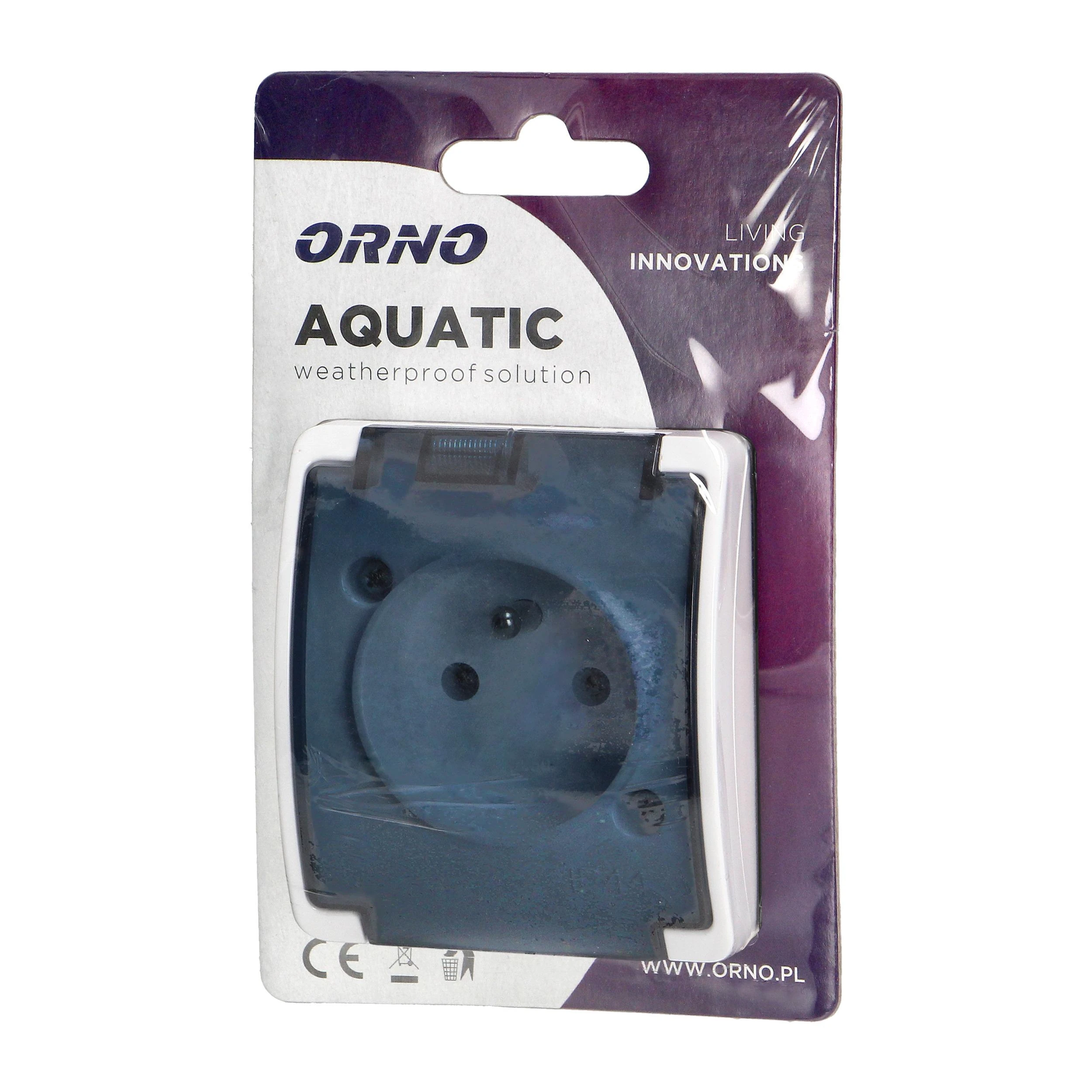 Orno Lizdas Lizdas 2P+Z AQUATIC, IP44, baltas, dūminis