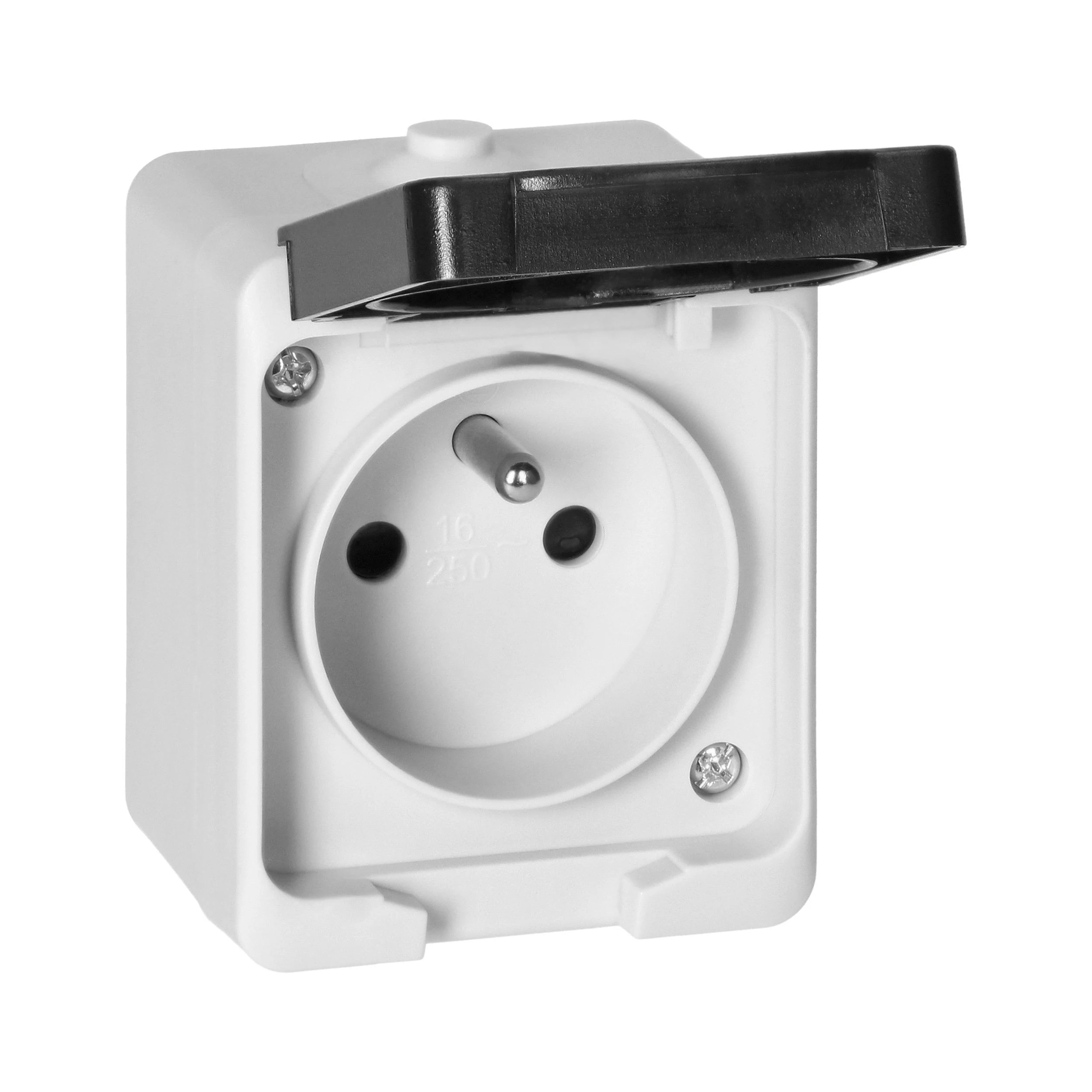 Orno Lizdas Viengubas lizdas 2P+Z AQUATIC MINI IP 54, baltas ir juodas