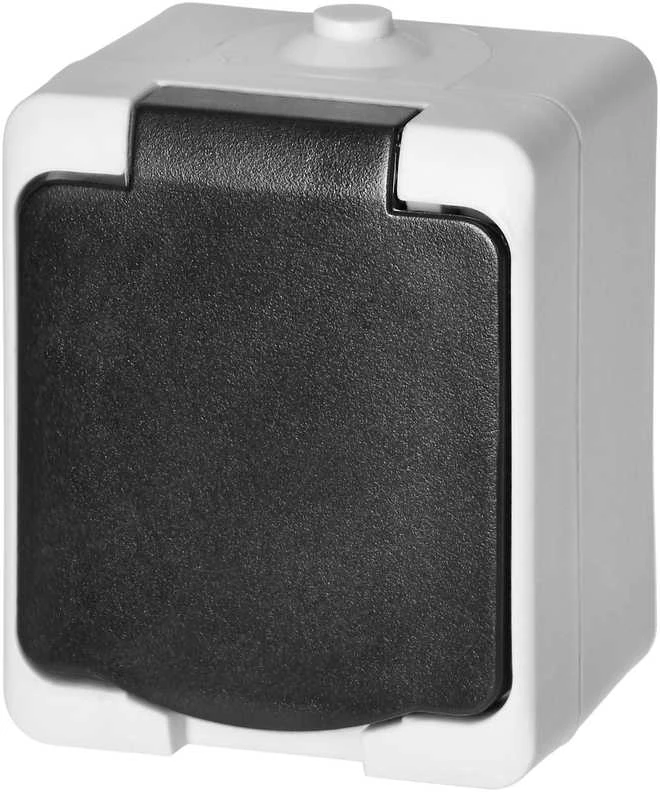Orno Lizdas Viengubas lizdas 2P+Z Schuko AQUATIC MINI IP 54 baltas ir juodas