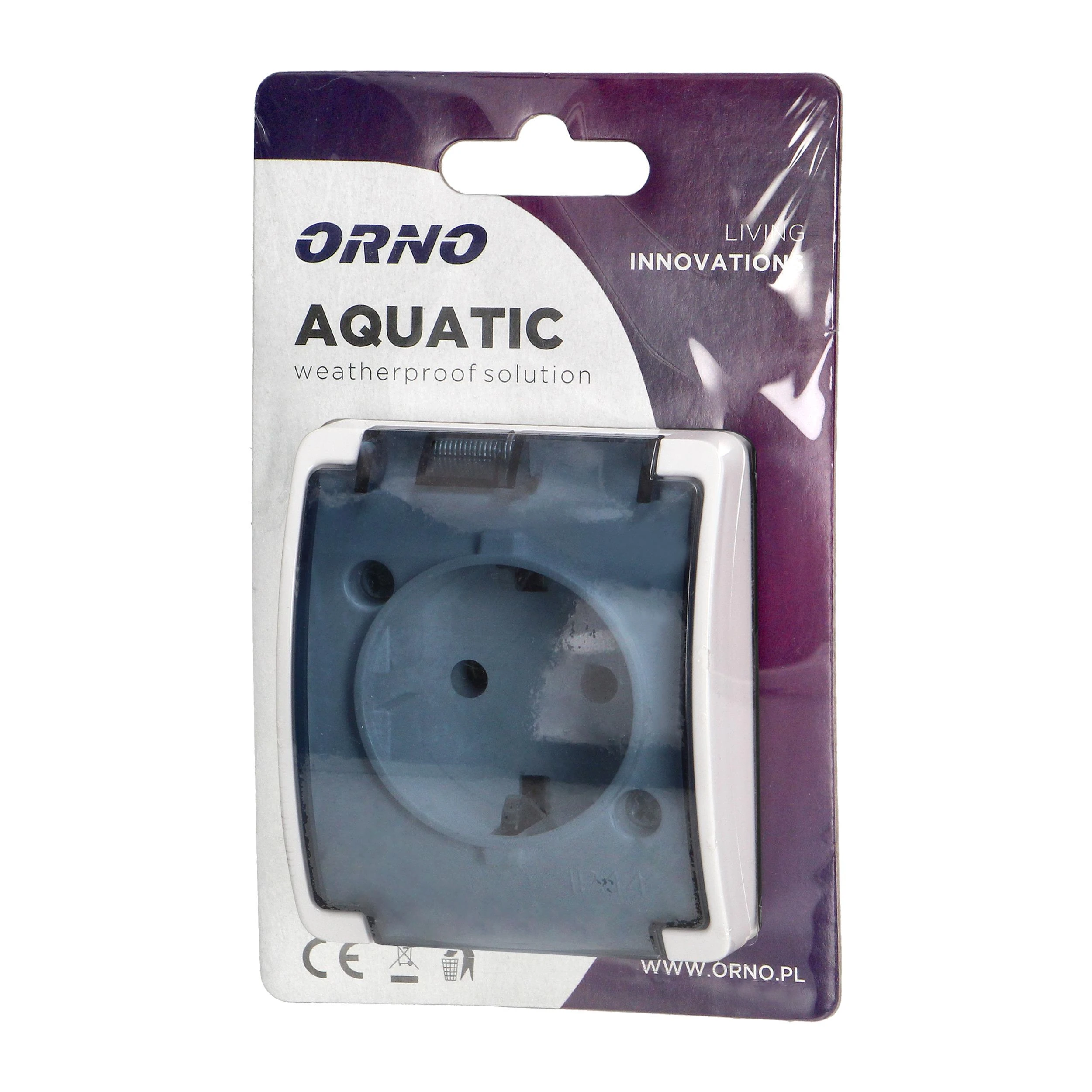 Orno Lizdas Lizdas 2P+Z Schuko AQUATIC, IP44, baltas, dūminis