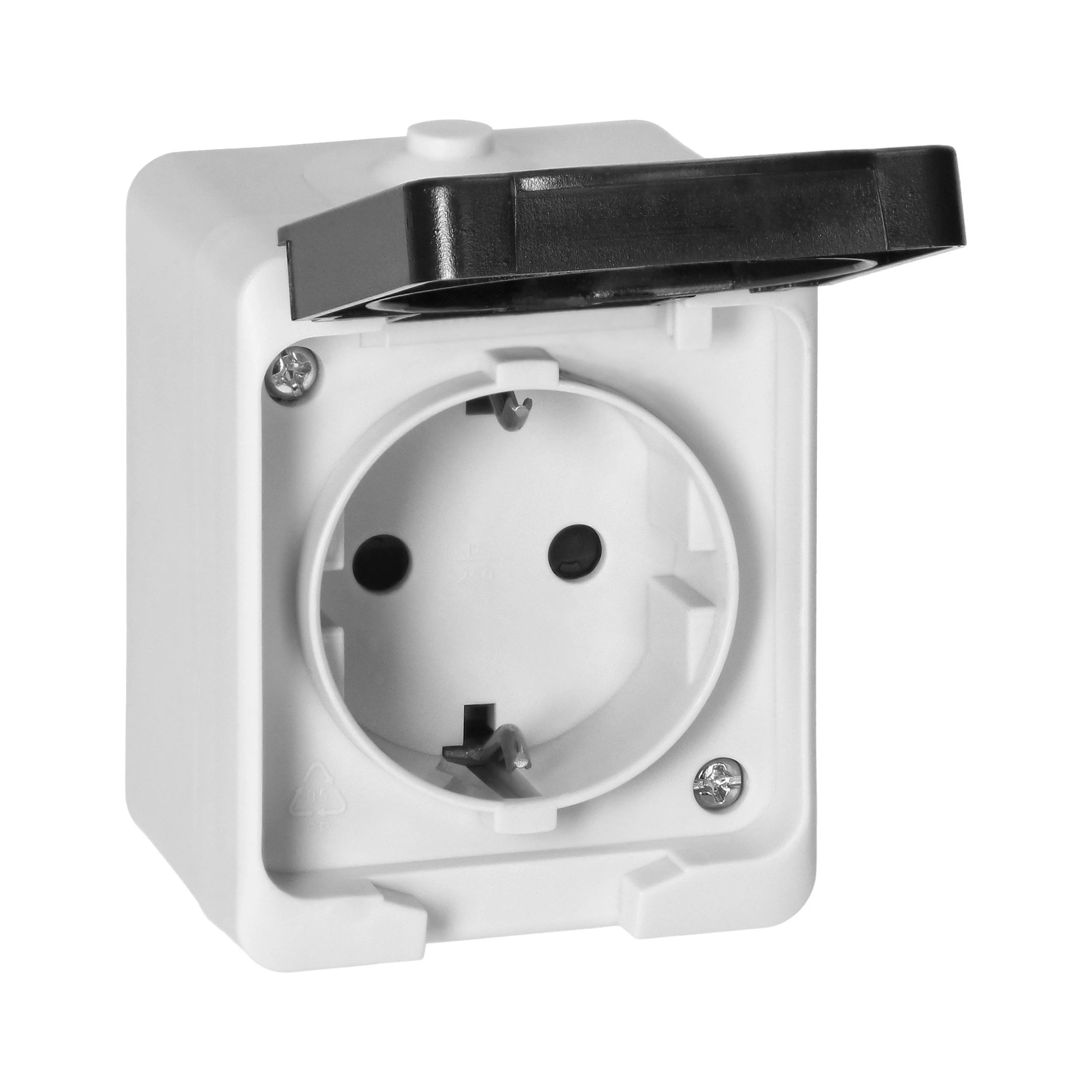 Orno Lizdas Viengubas lizdas 2P+Z Schuko AQUATIC MINI IP 54 baltas ir juodas