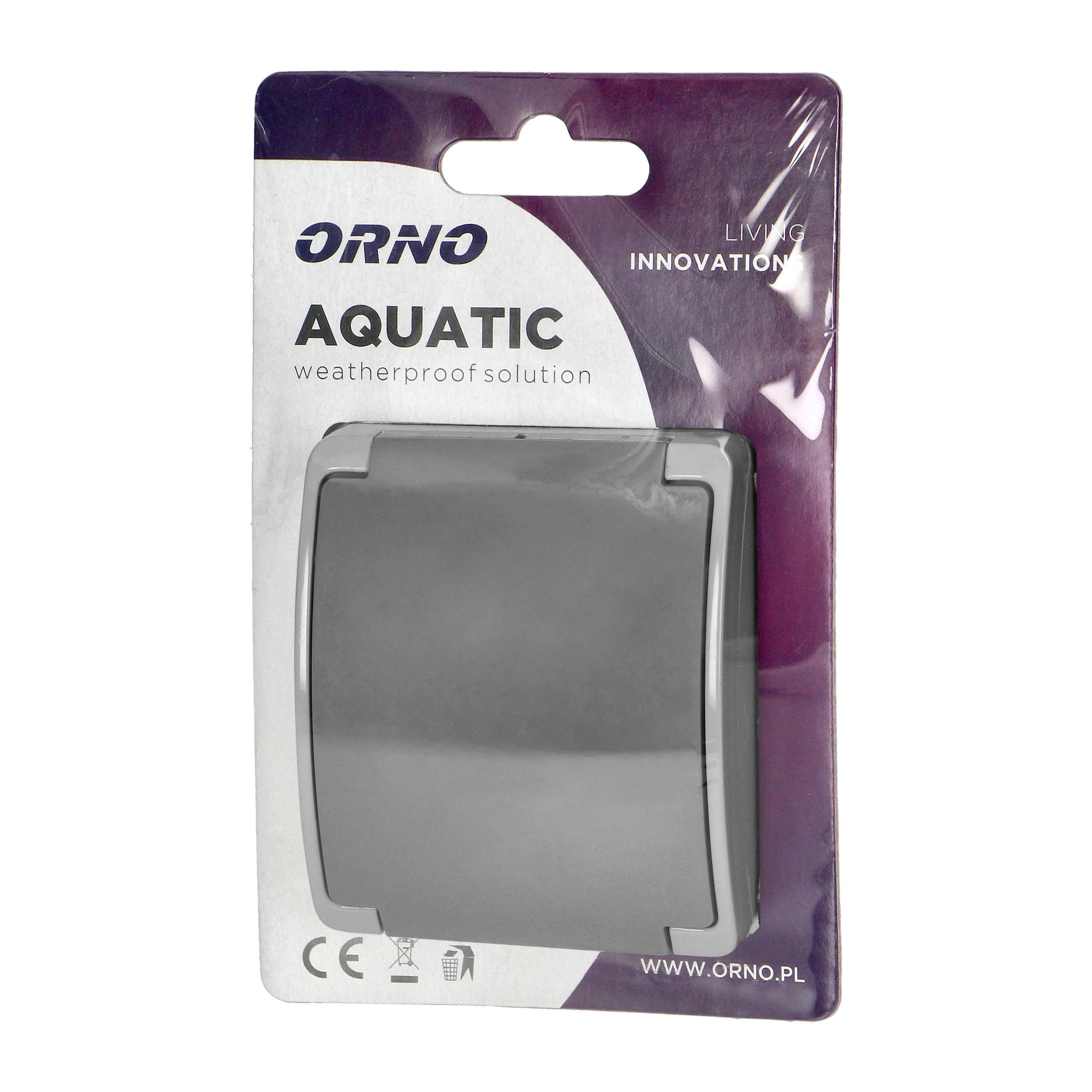 Orno Lizdas Lizdas 2P+Z Schuko AQUATIC, IP44, grafito pilkos spalvos